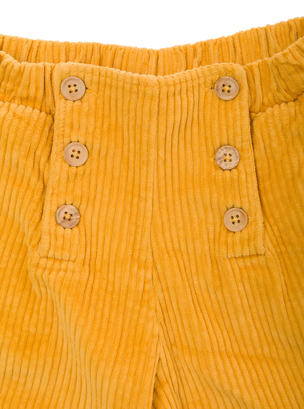Shop Emile Et Ida Yellow Pants With Front Buttons In Corduroy Girl In Orange