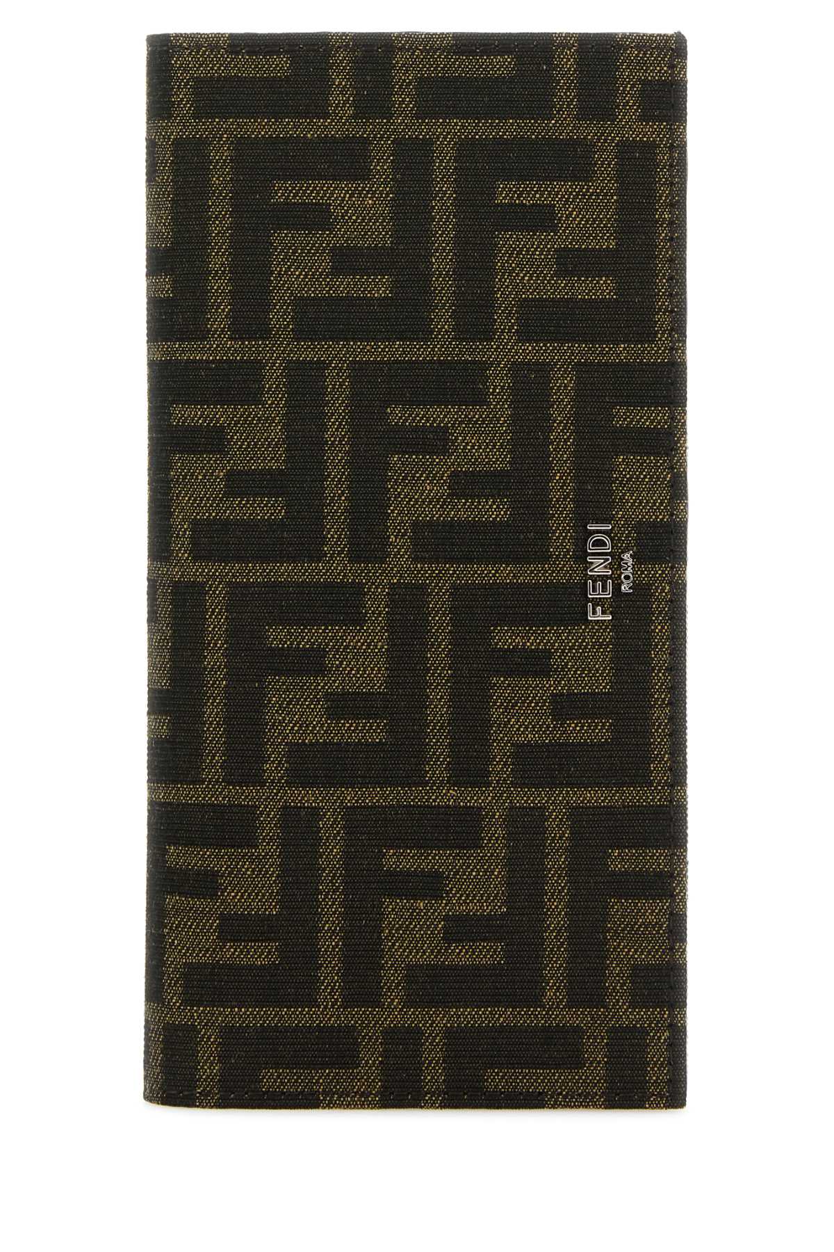 Fendi Embroidered Fabric Card Holder In Black