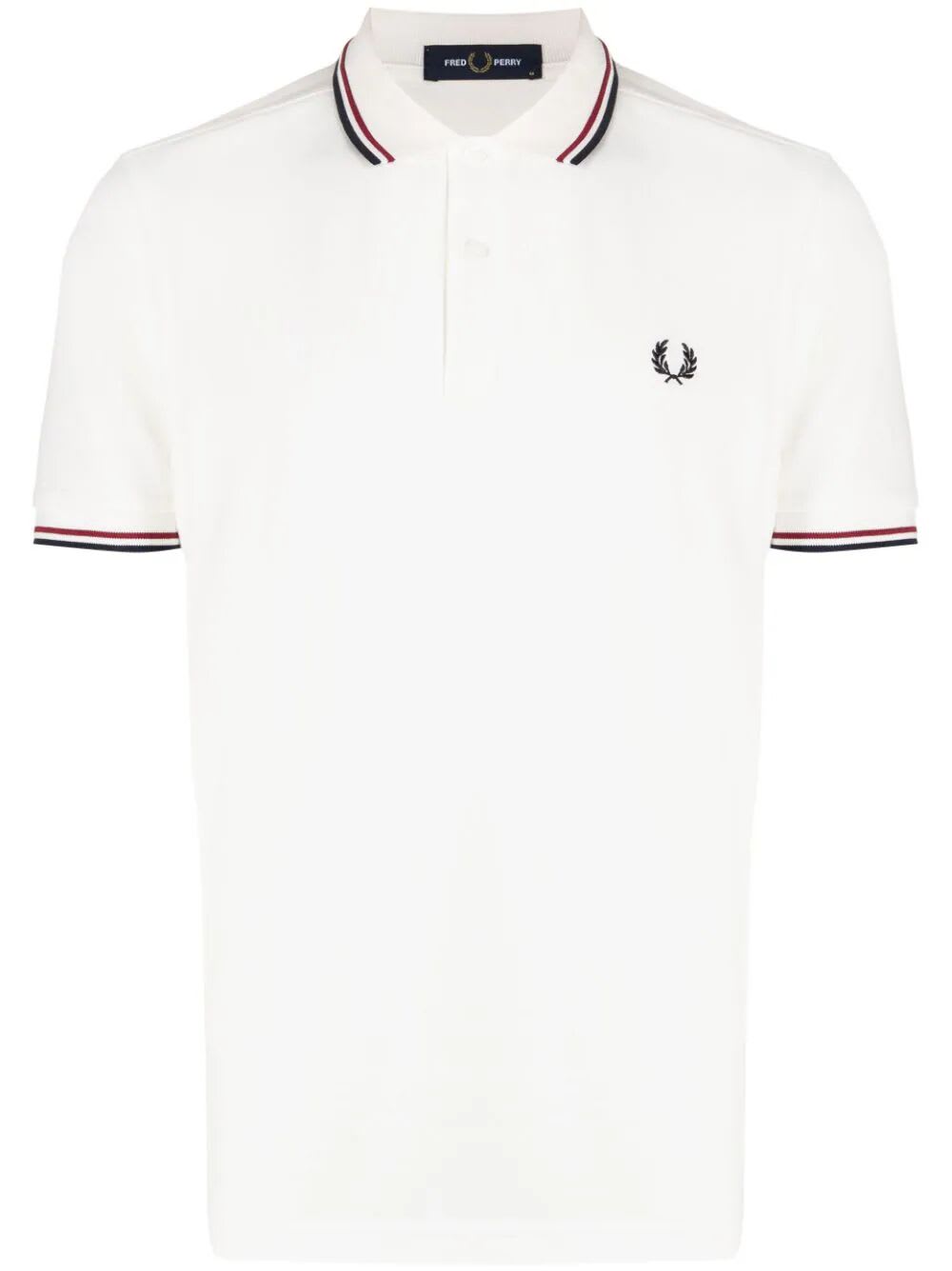 Shop Fred Perry Fp Twin Tipped Shirt In Snwht Bred Nvy