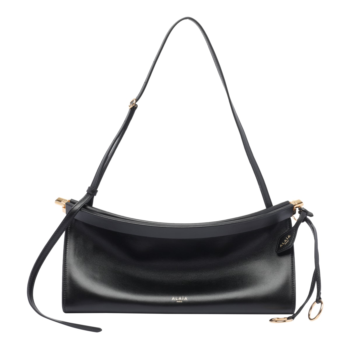 Alaïa Le Click Medium Shoulder Bag In Glossy Leather In Noir