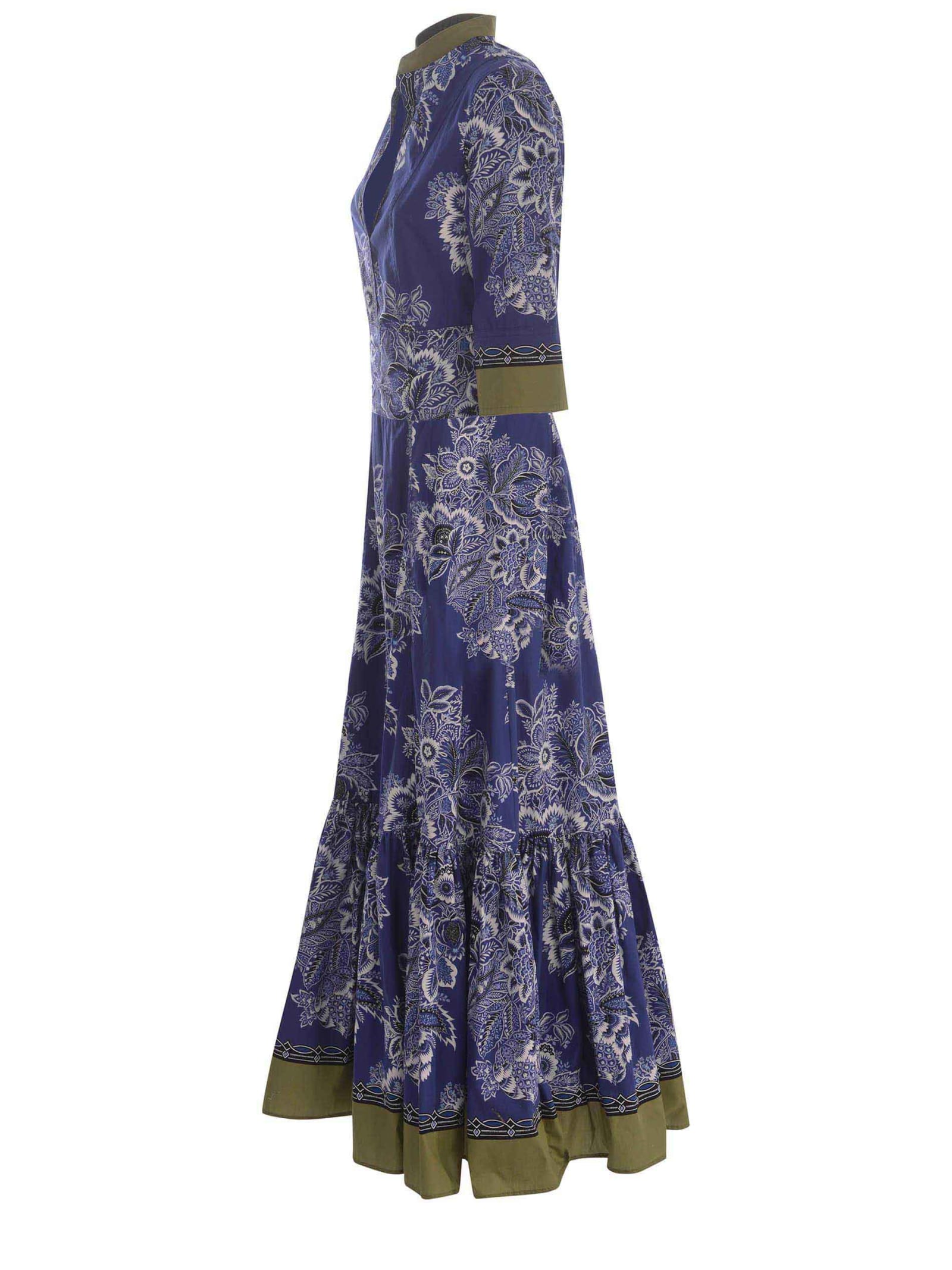 Shop Etro Dress  Bouquet Made Of Cotton Poplin In Blu