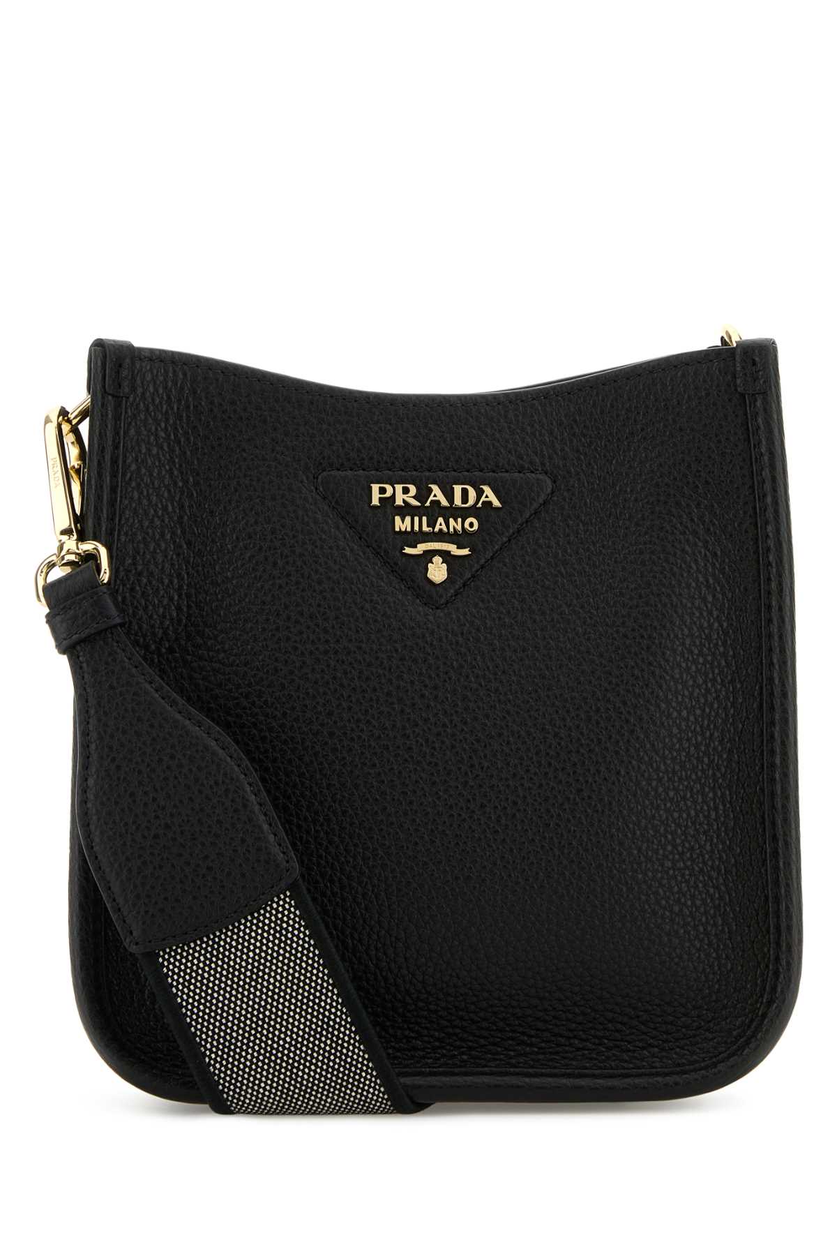 Prada Textured Leather Crossbody Bag With Gold-tone Hardware In Nero1