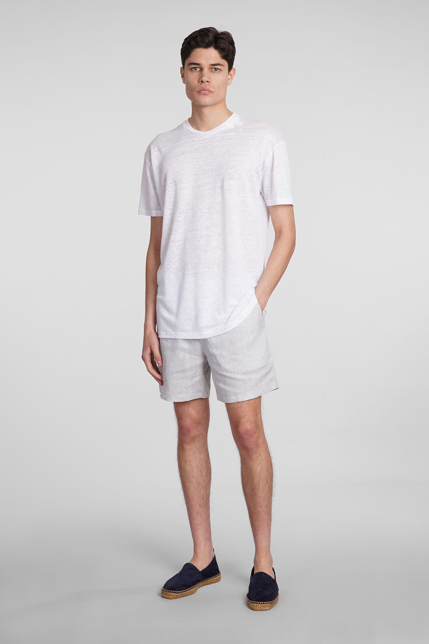 Shop Holy Caftan Bill Sd Shorts In Grey Linen