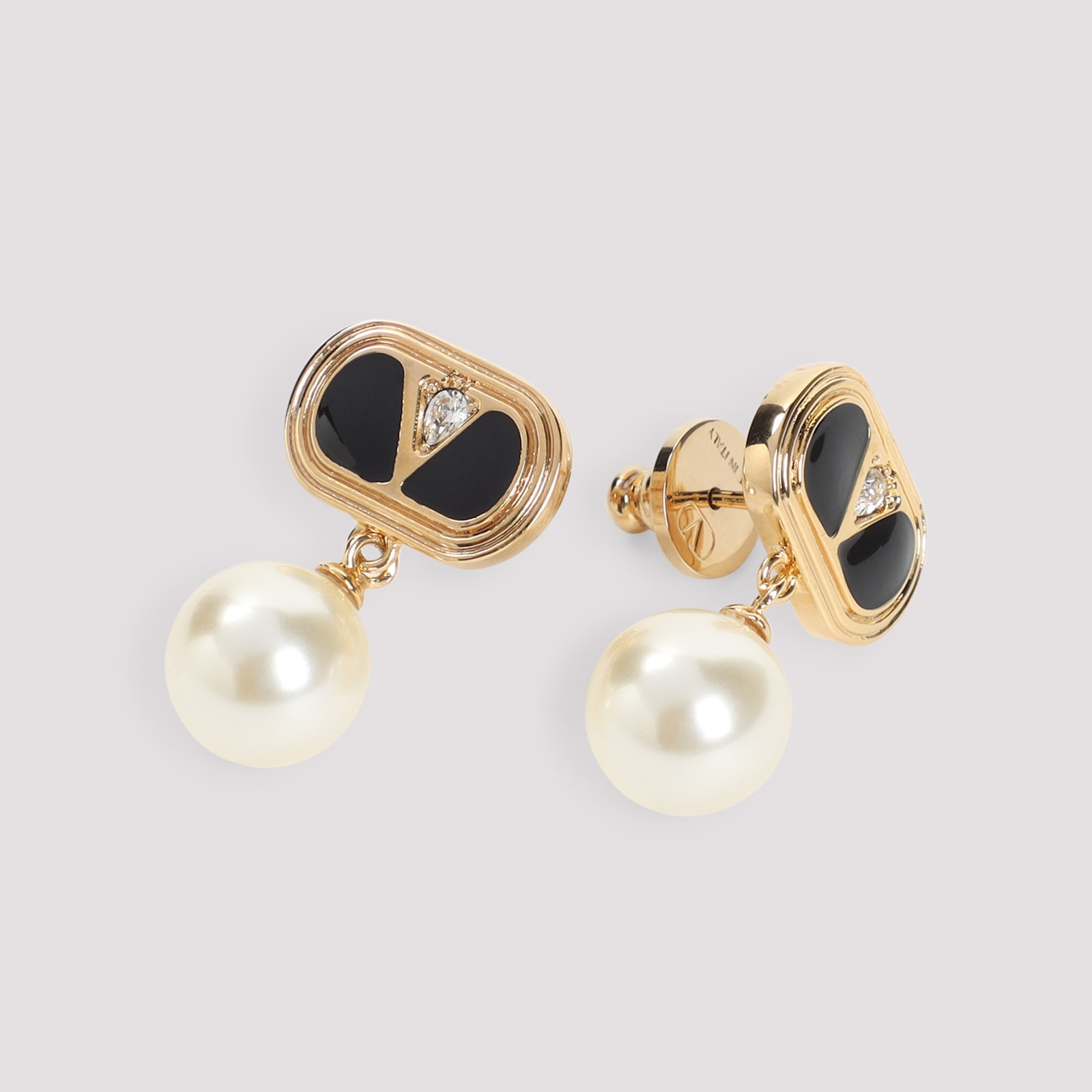 Valentino Garavani Oval Earrings With Swarovski Pearl In Gold