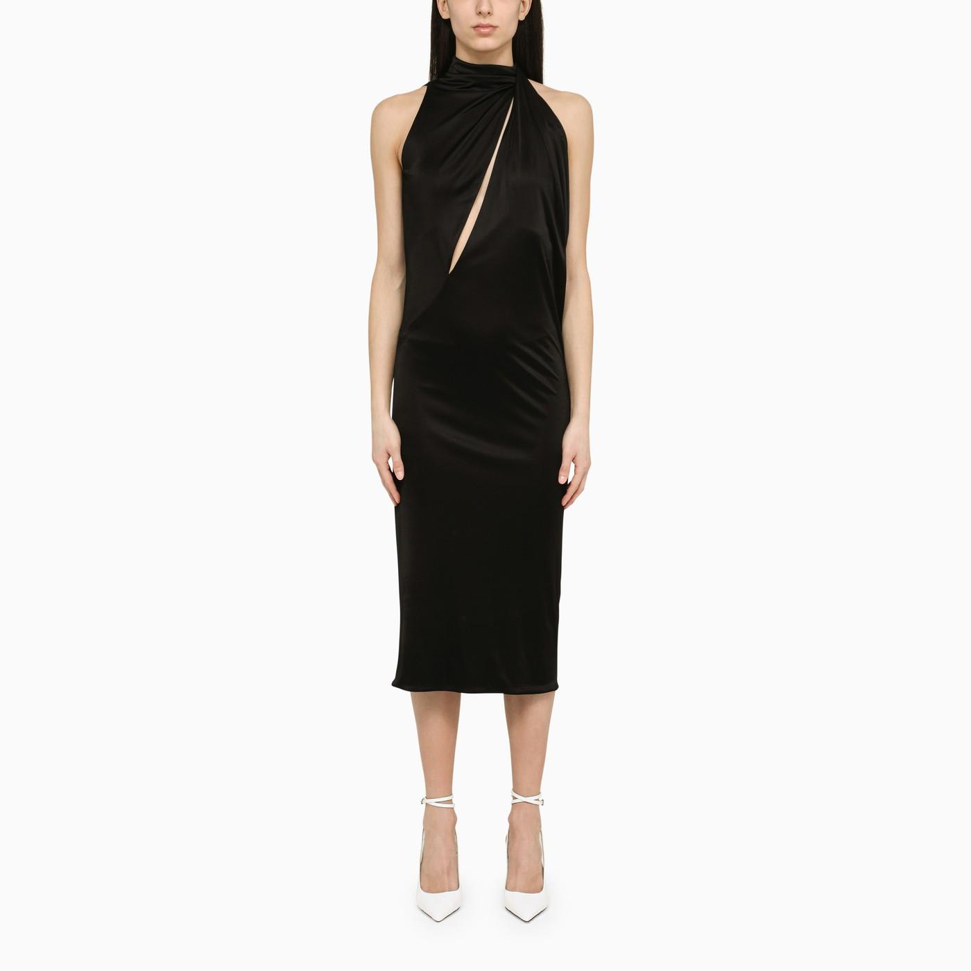 Versace Cut-out Draped Cocktail Dress In Black