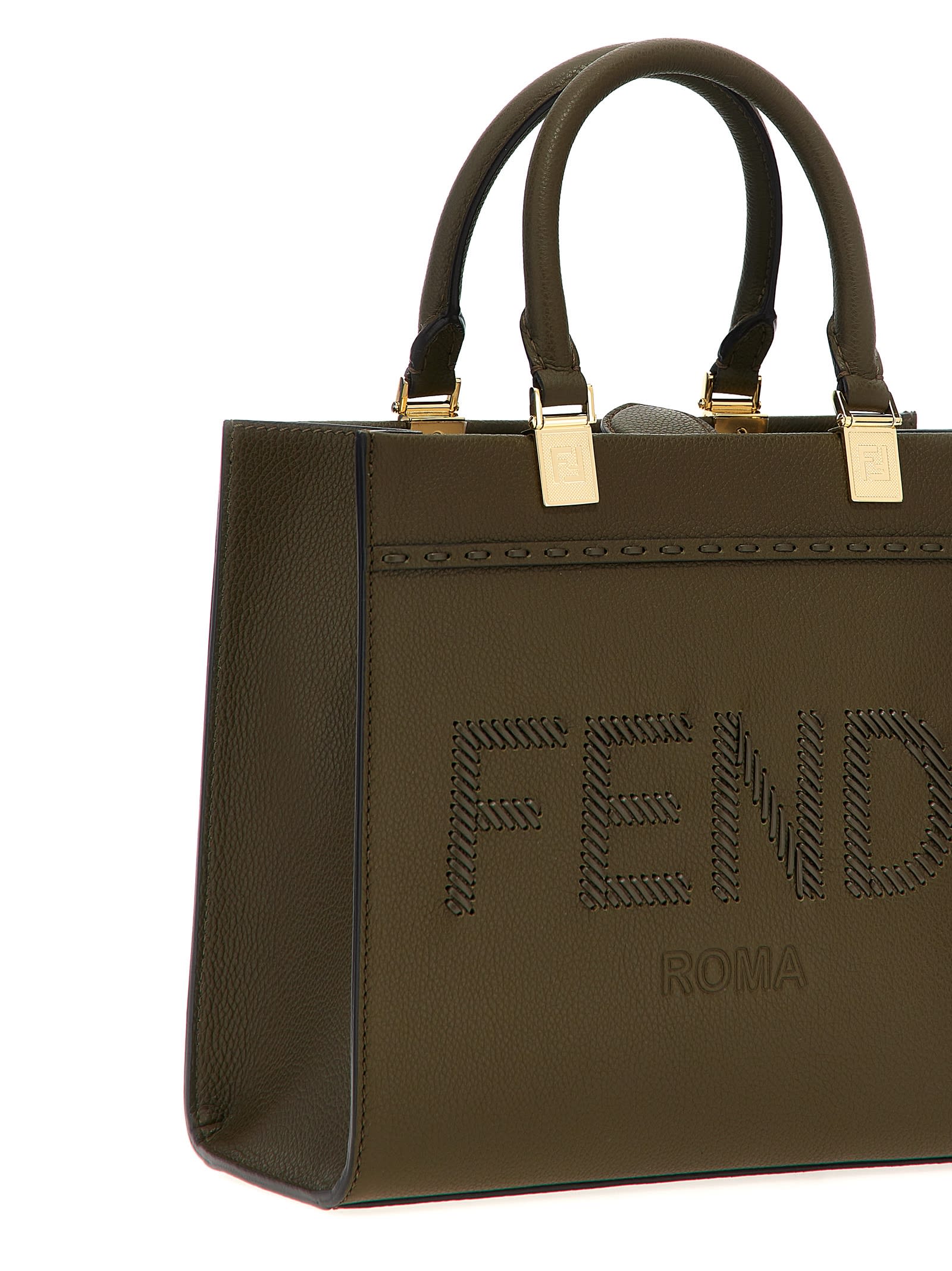 Shop Fendi Sunshine Small Handbag In Green