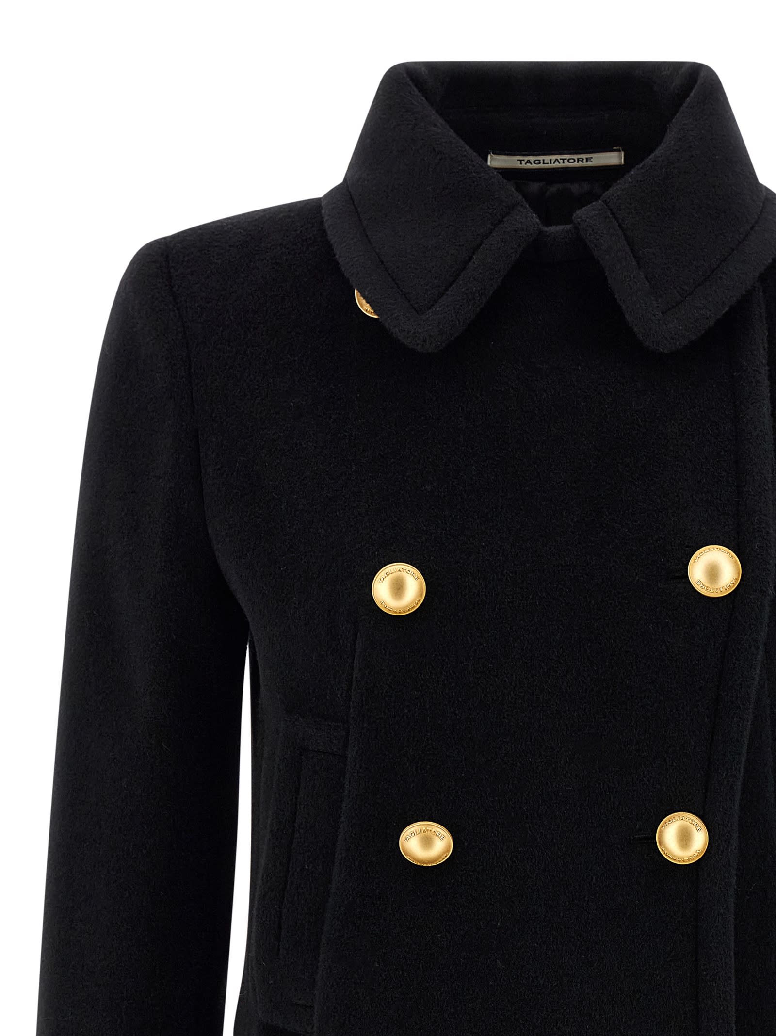 Tagliatore Double-breasted Metal-button Coat In Black