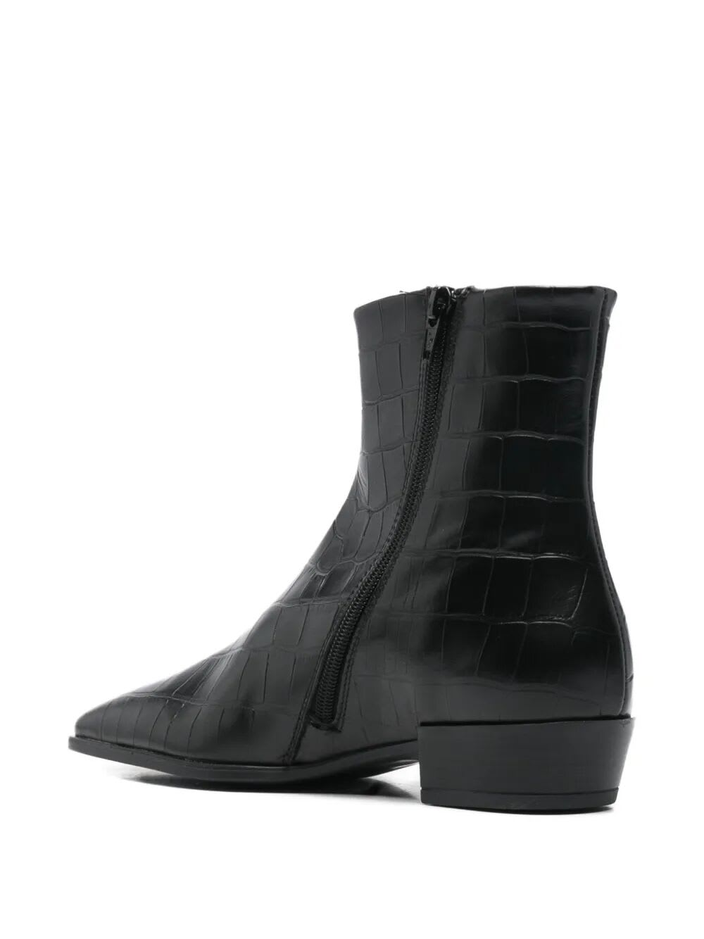 Copenhagen 30mm Cph293 Croc-embossed Pointed Boots In Black