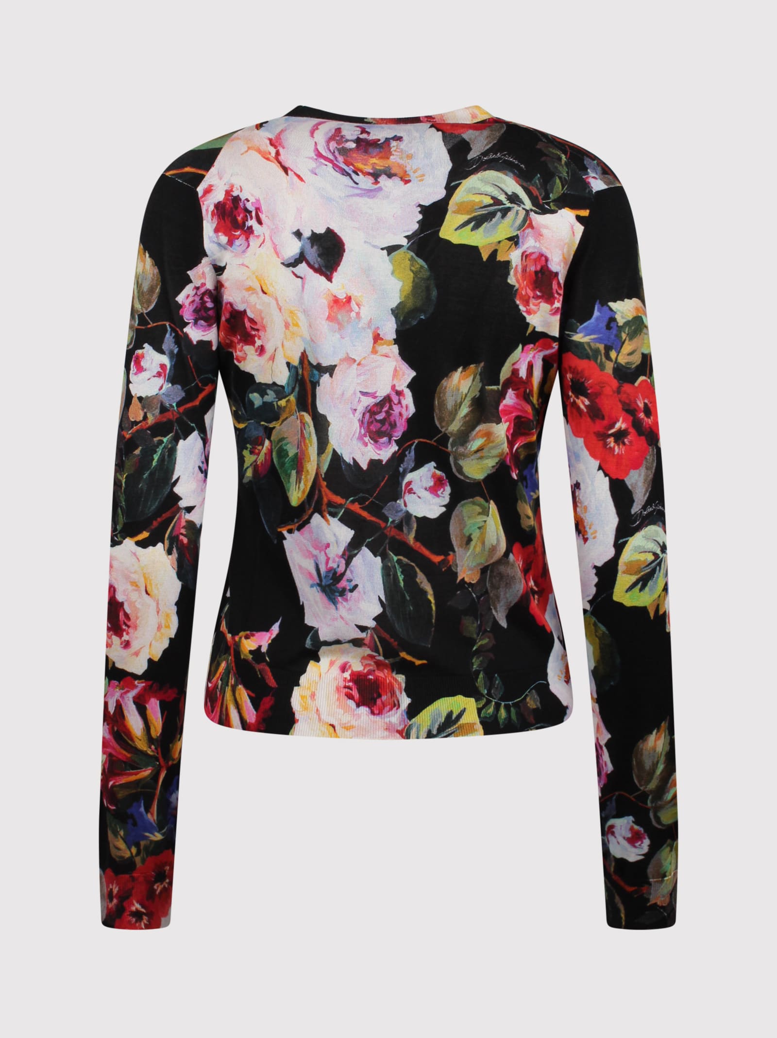 Shop Dolce & Gabbana Floral-print Silk Cardigan