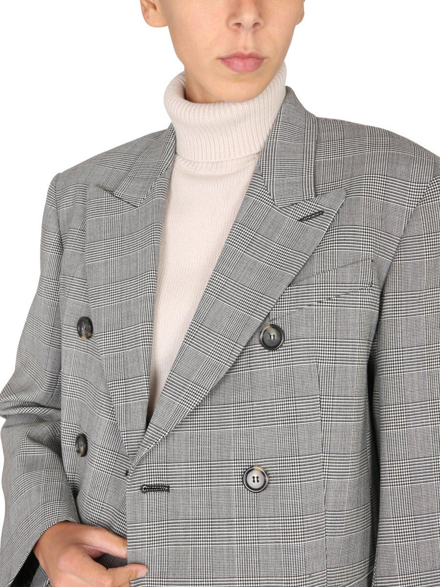 Shop Max Mara Checked Double-breasted Jacket In Black