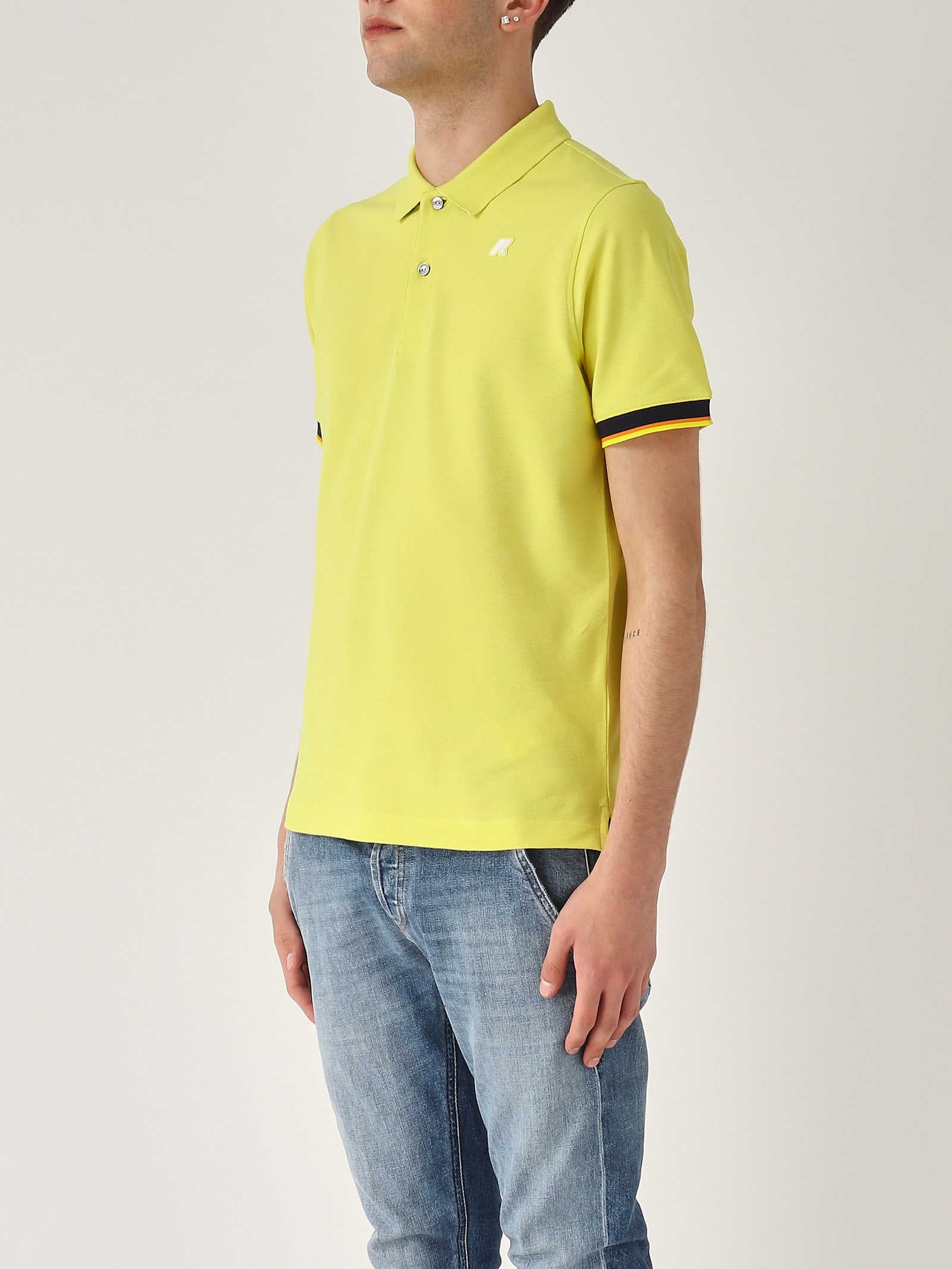 K-way Vincent Pique Sottocollo In Contrasto Polo In Yellow