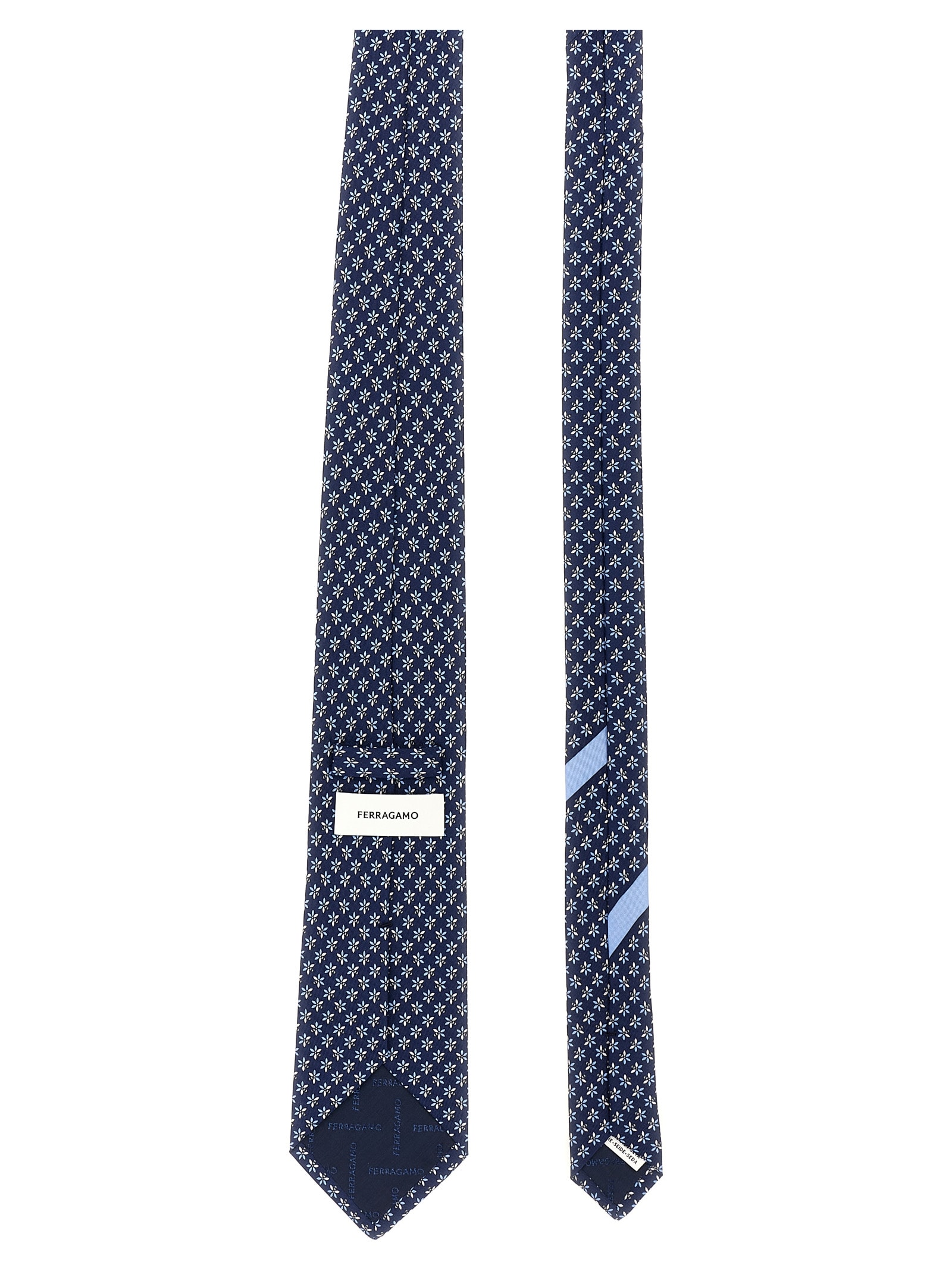 Shop Ferragamo Printed Tie In Navy