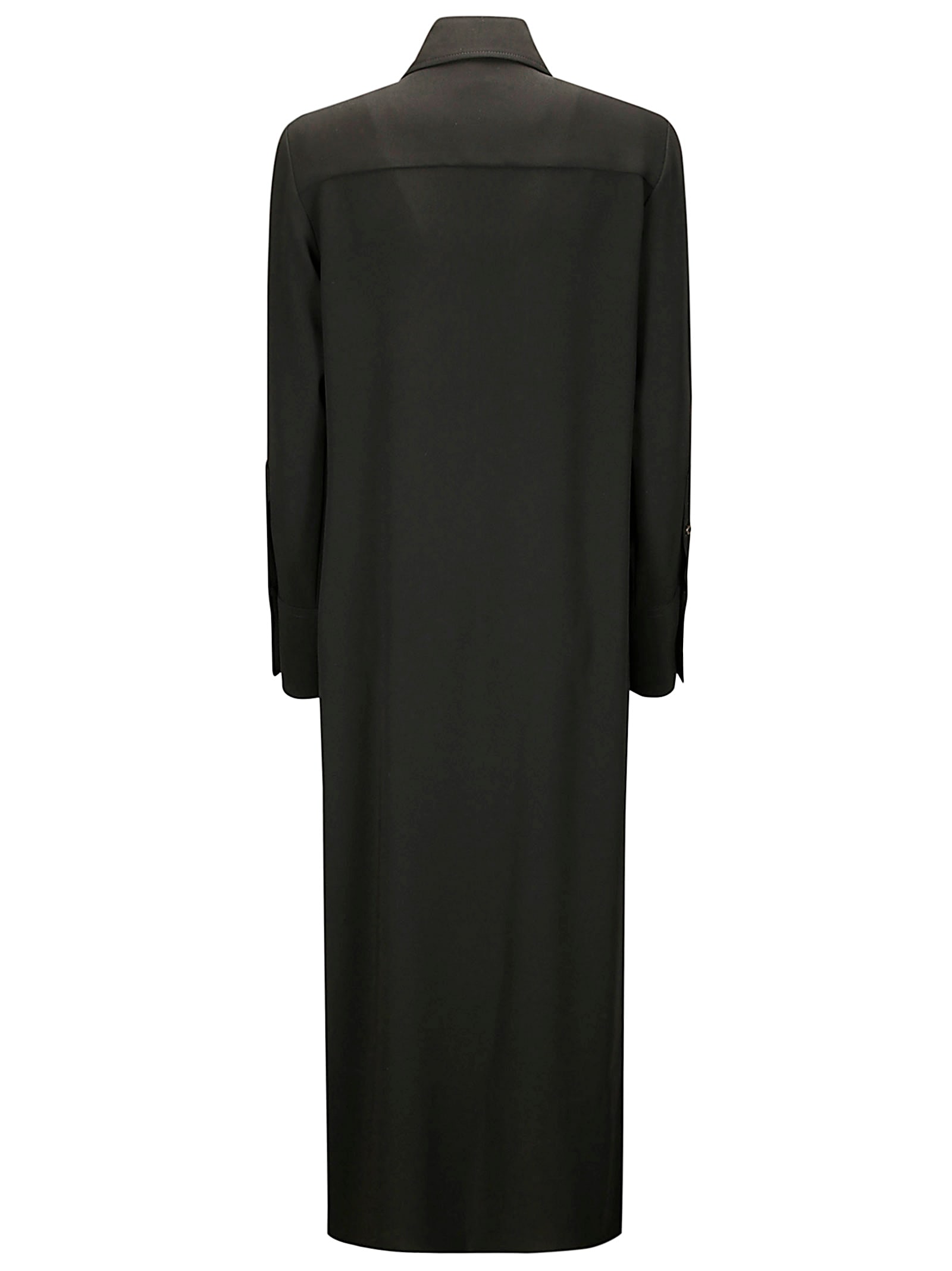 Alberto Biani Pure Silk Maxi Shirt Dress In Black