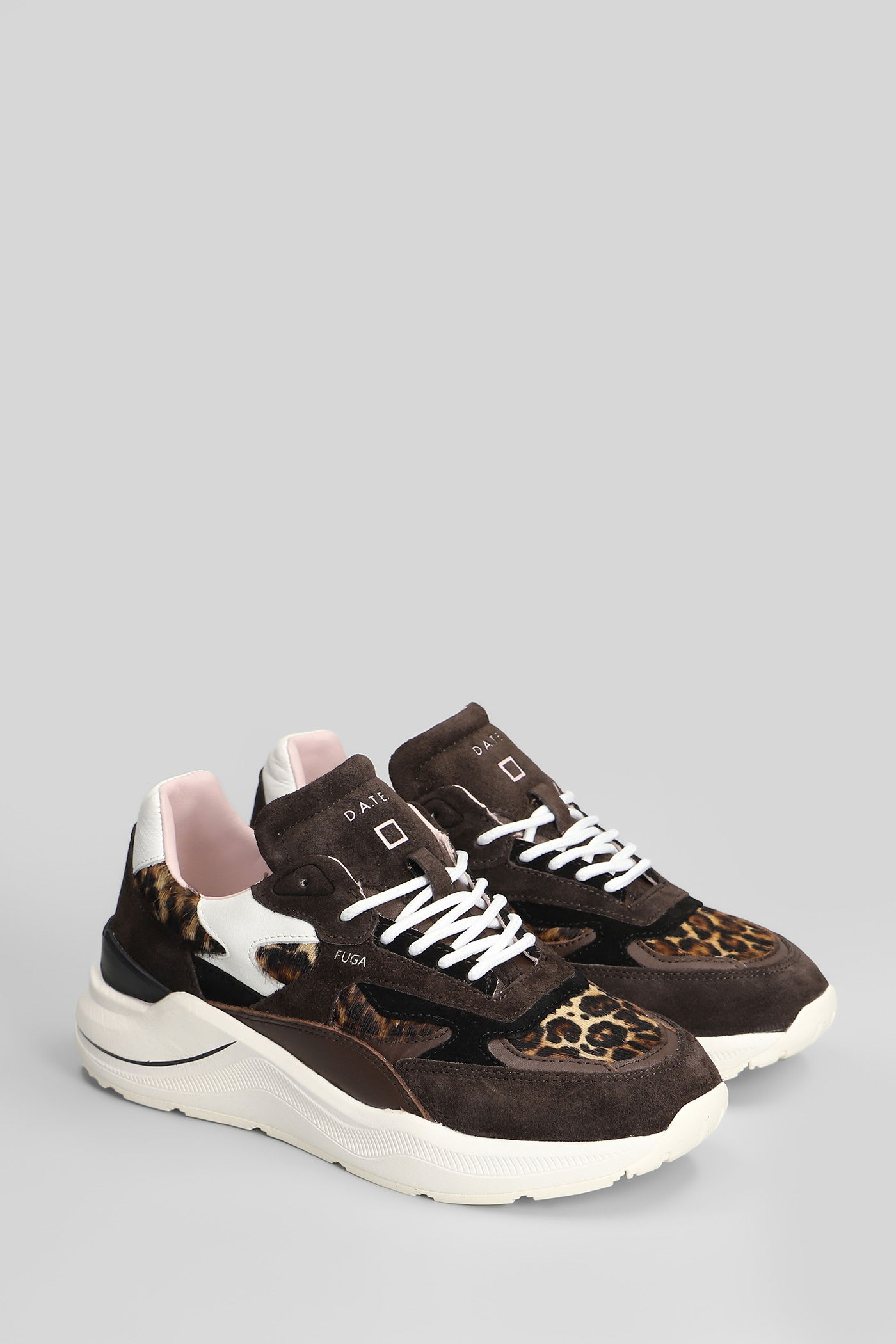 Date Fuga Pony Sneakers In Animalier Suede And Leather In Animal Print