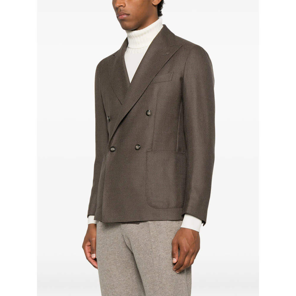 Tagliatore Double-breasted Blazer In Brown