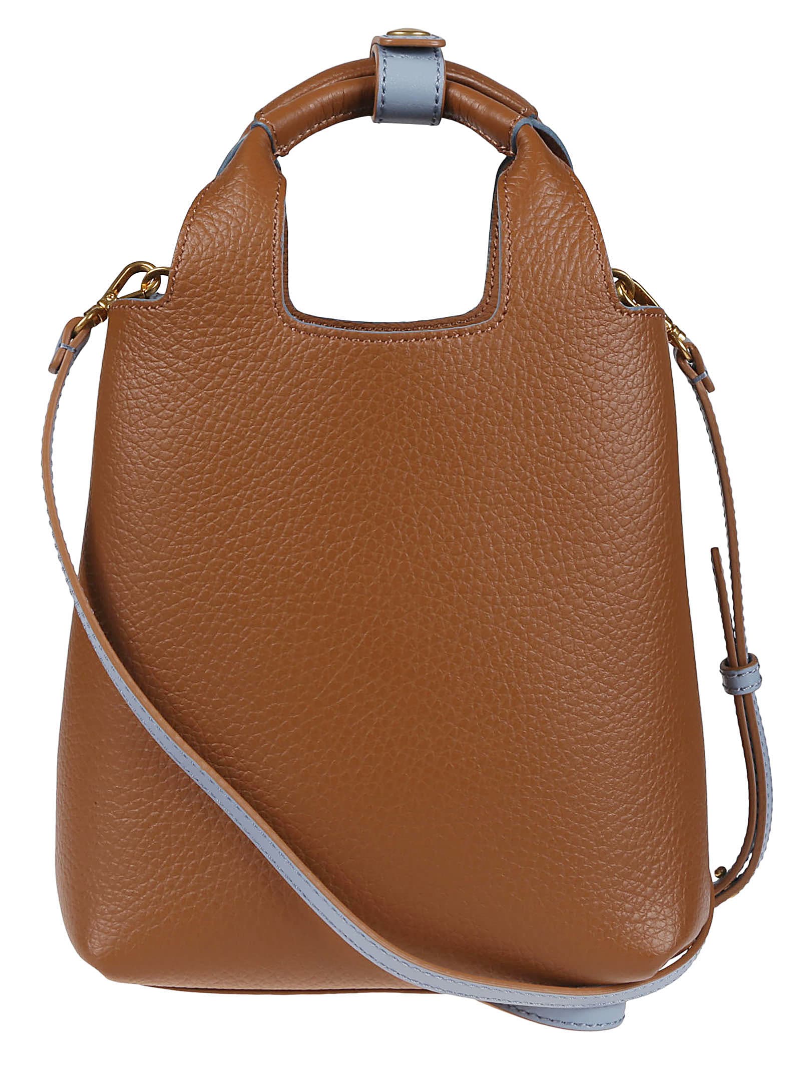 Shop Hogan Mini Shopping Bag In Cognac Scuro/ashley Blue