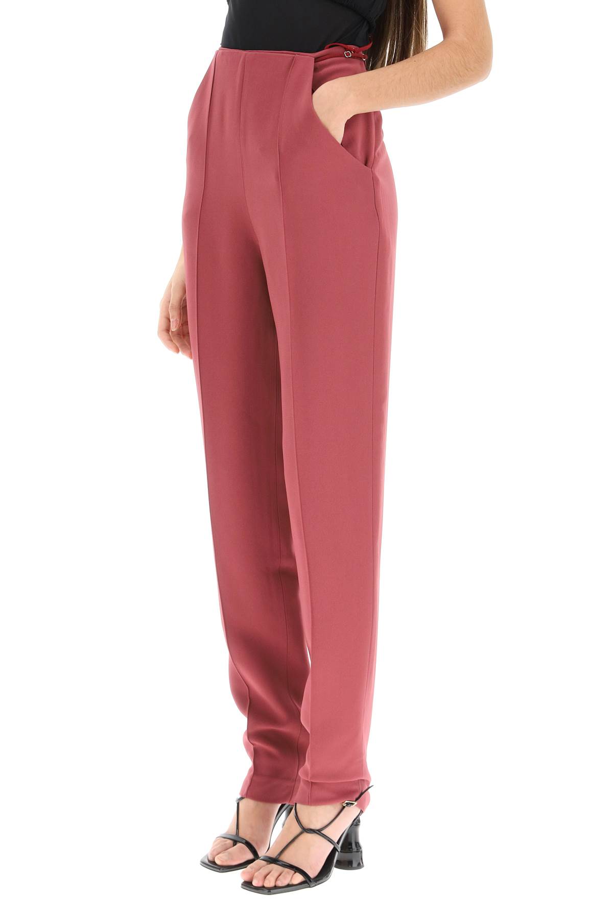 Shop Nensi Dojaka Viscose Pants With Straps In Hawthorn Rose (pink)