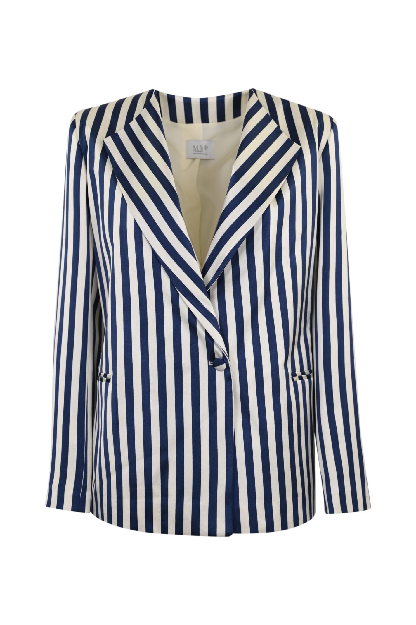 Shop Mvp Wardrobe Le Galion Jacket In Cream/deep Blue