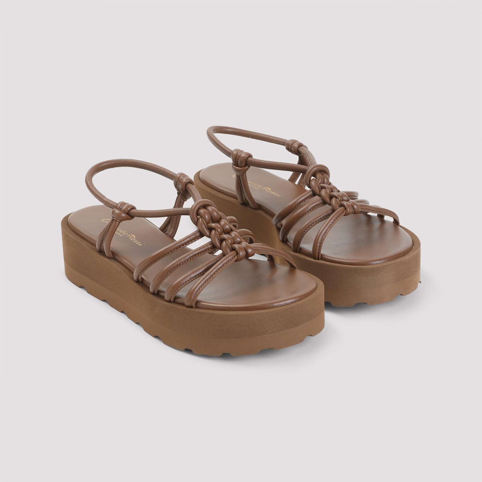 Gianvito Rossi Camel Brown Caged Slingback Sandals In Cuoi Cuoio