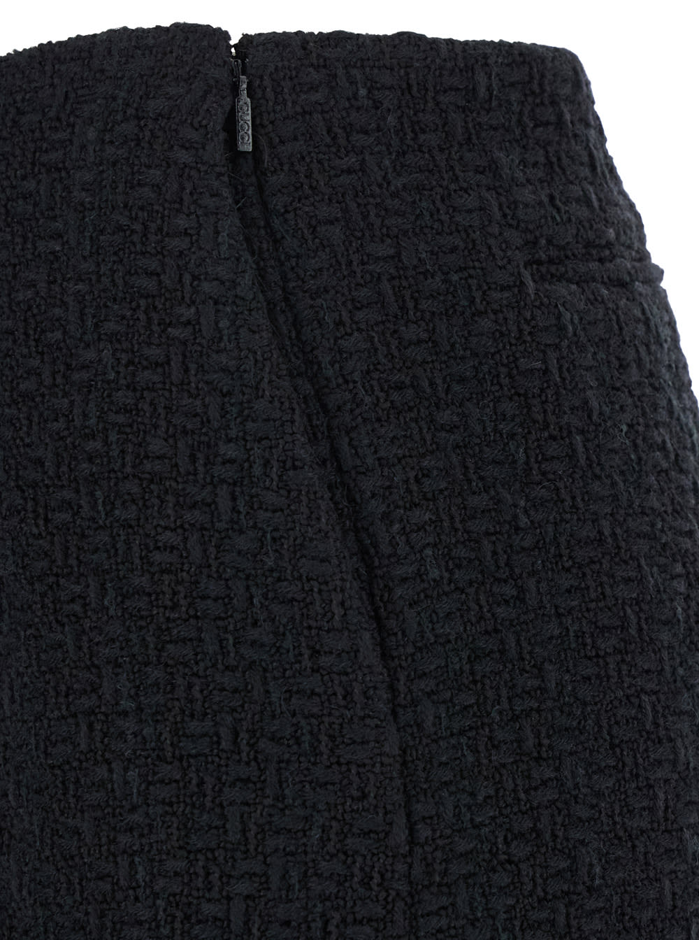 Gucci Black Midi Skirt With Rear Slit In Tweed Woman In Black