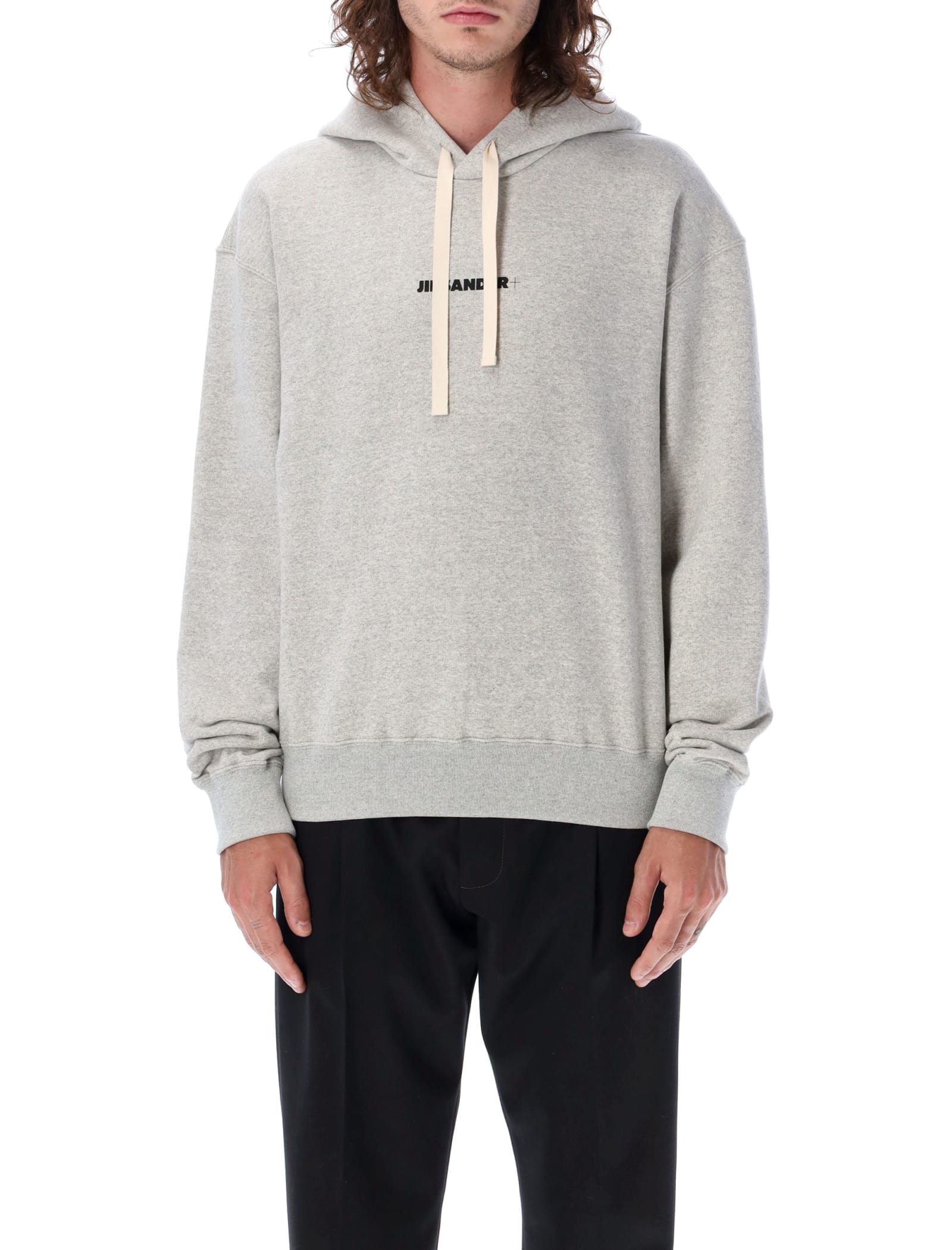 Shop Jil Sander Logo Hoodie In Grey