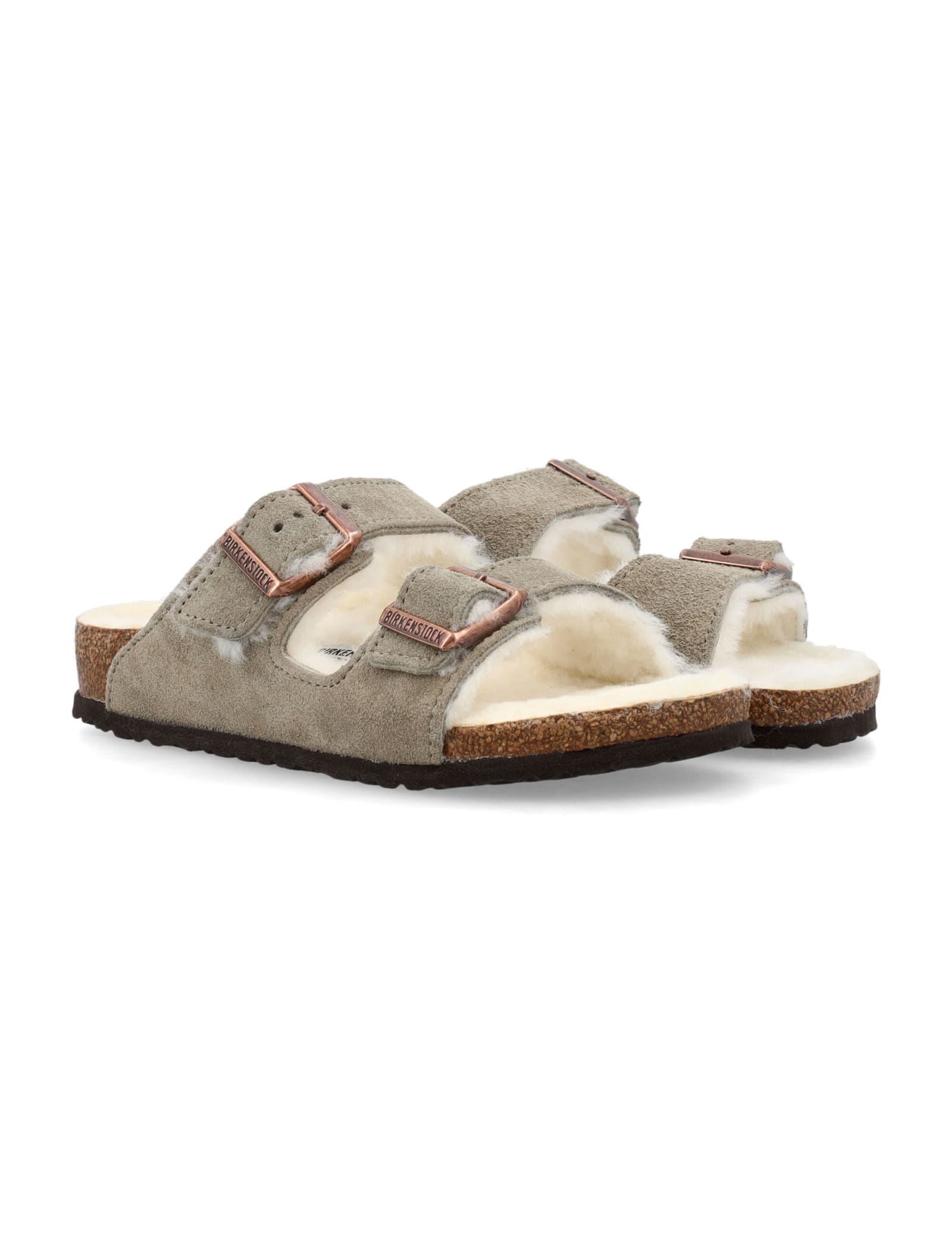 Shop Birkenstock Kid - Arizona Shearling Sandal In Taupe