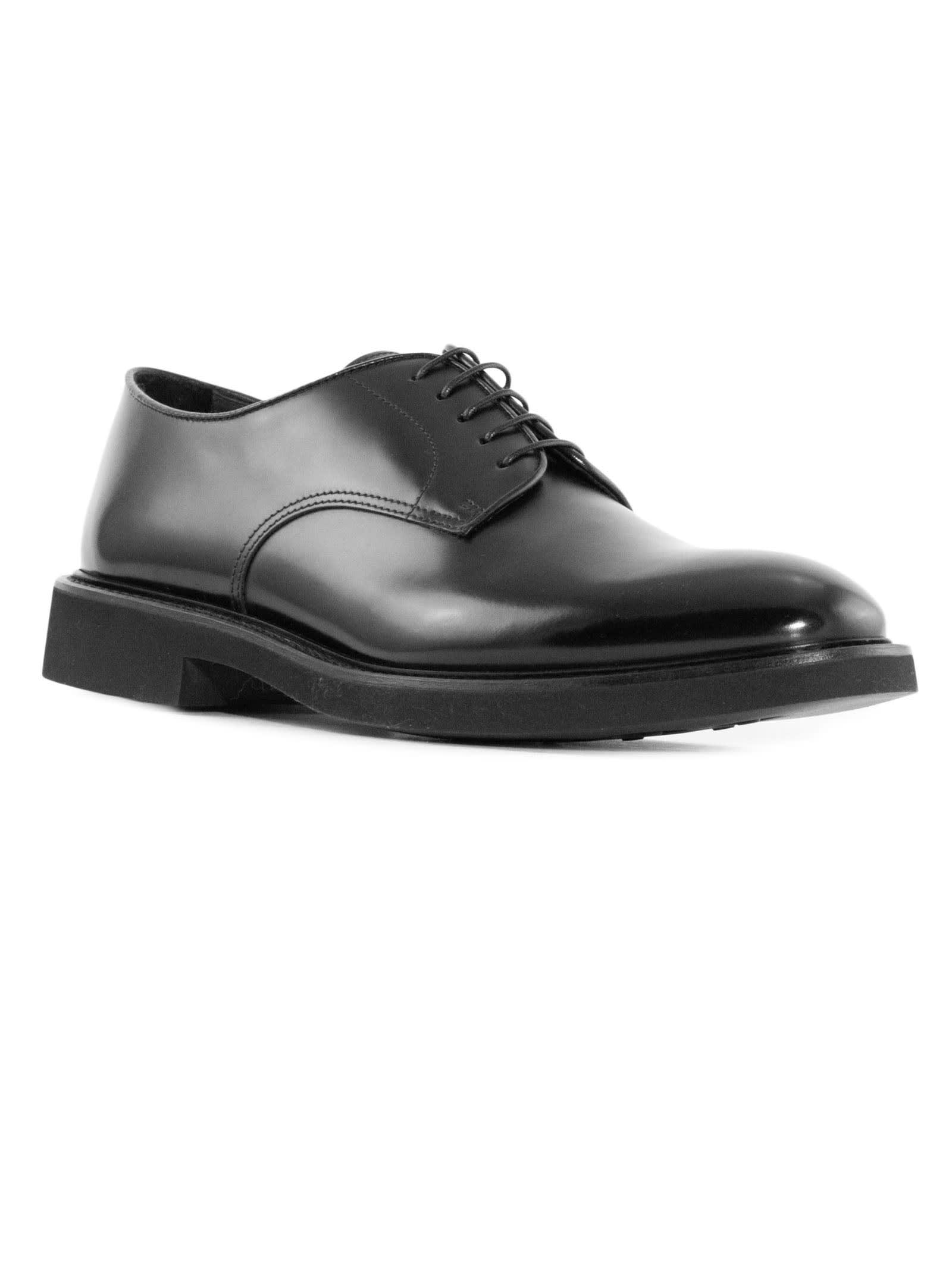 Shop Doucal's Black Leather Lace-up Derby