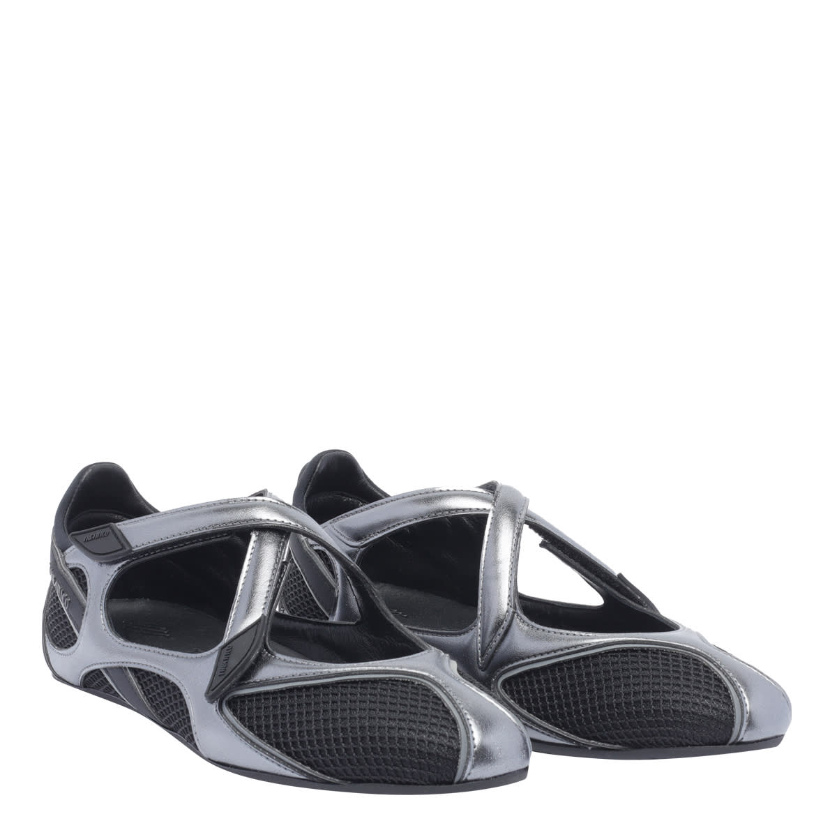 Attico Floor 01 Mesh And Leather Ballerinas Flat