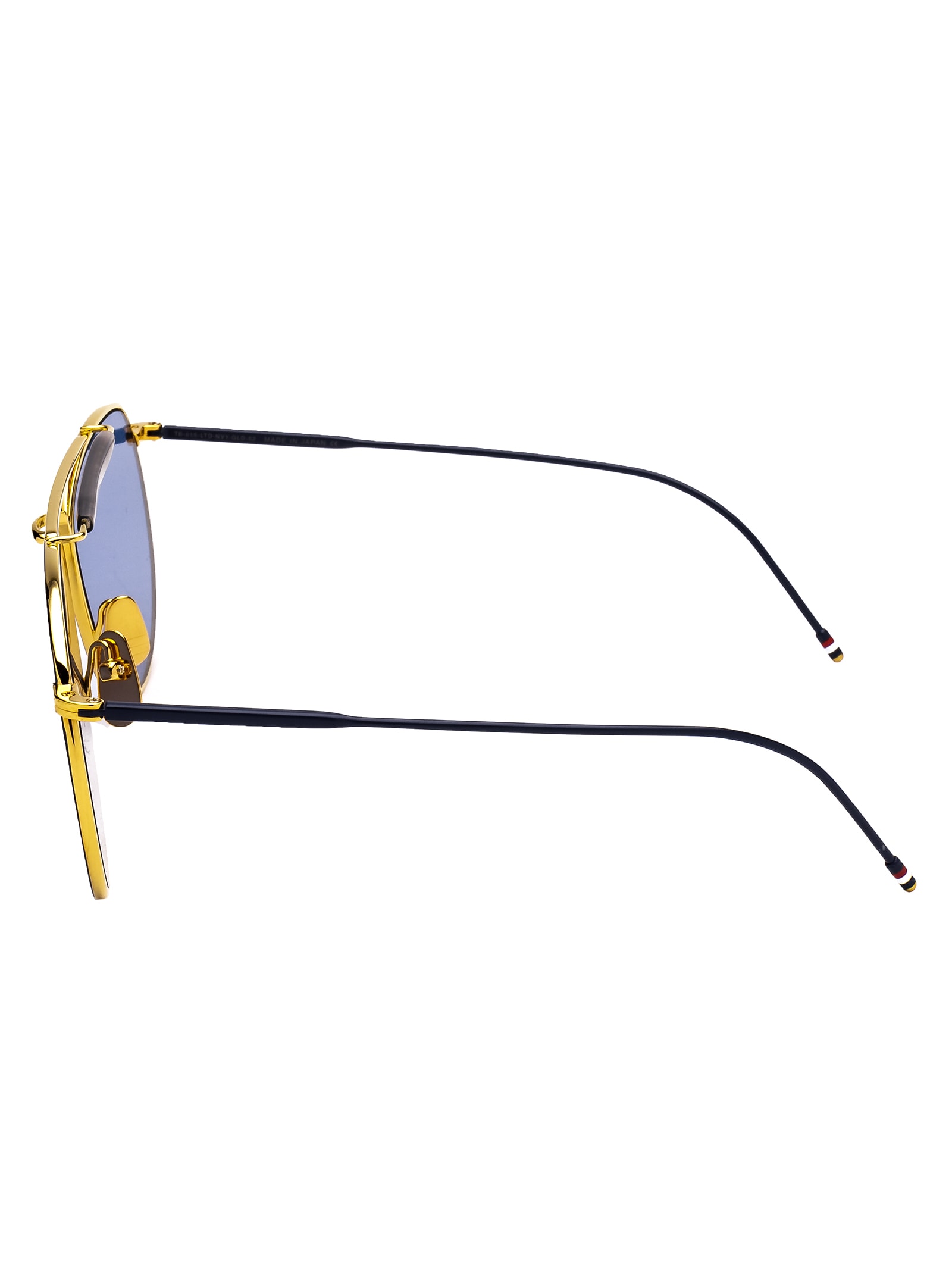 Shop Thom Browne Tb-015 Sunglasses In Yellow Gold - Matte Navy W/dark Blue - Gold Flash - Ar