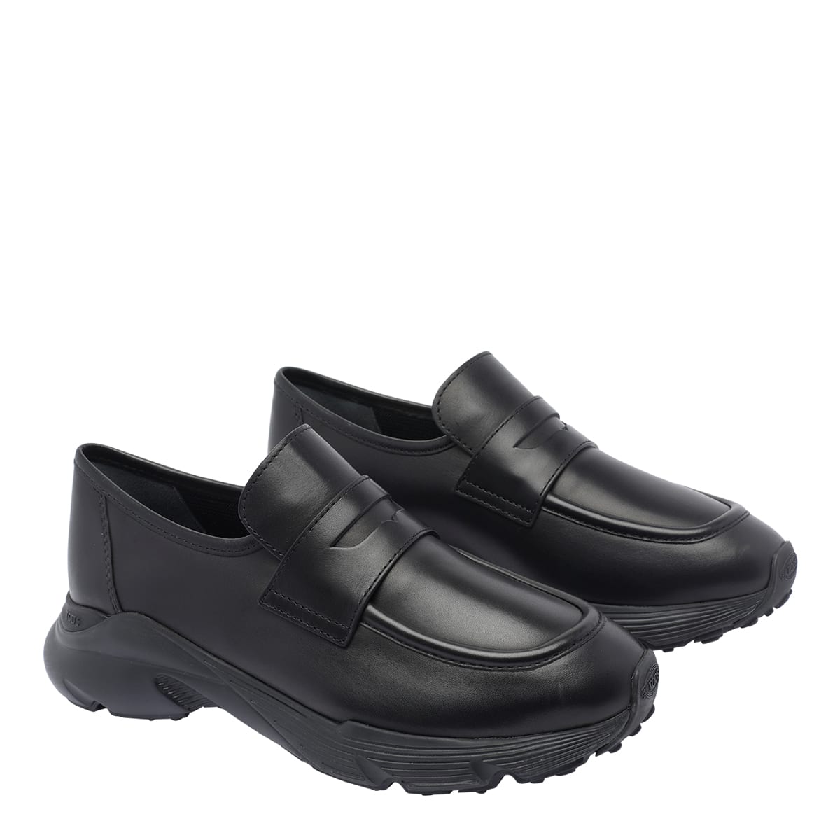 Tod's Leather Loafers In Black