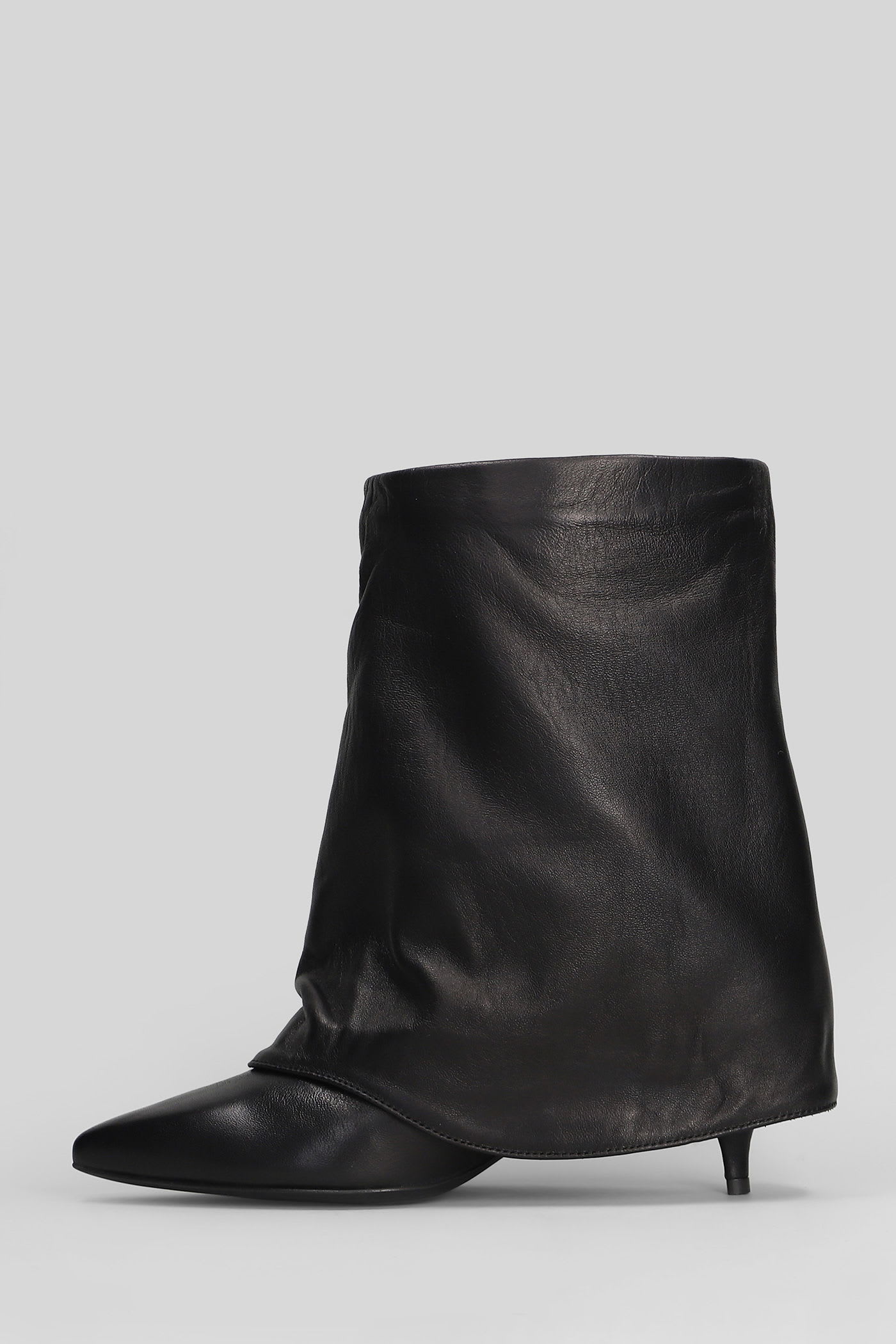 Alchimia High Heels Ankle Boots In Black Leather In Black