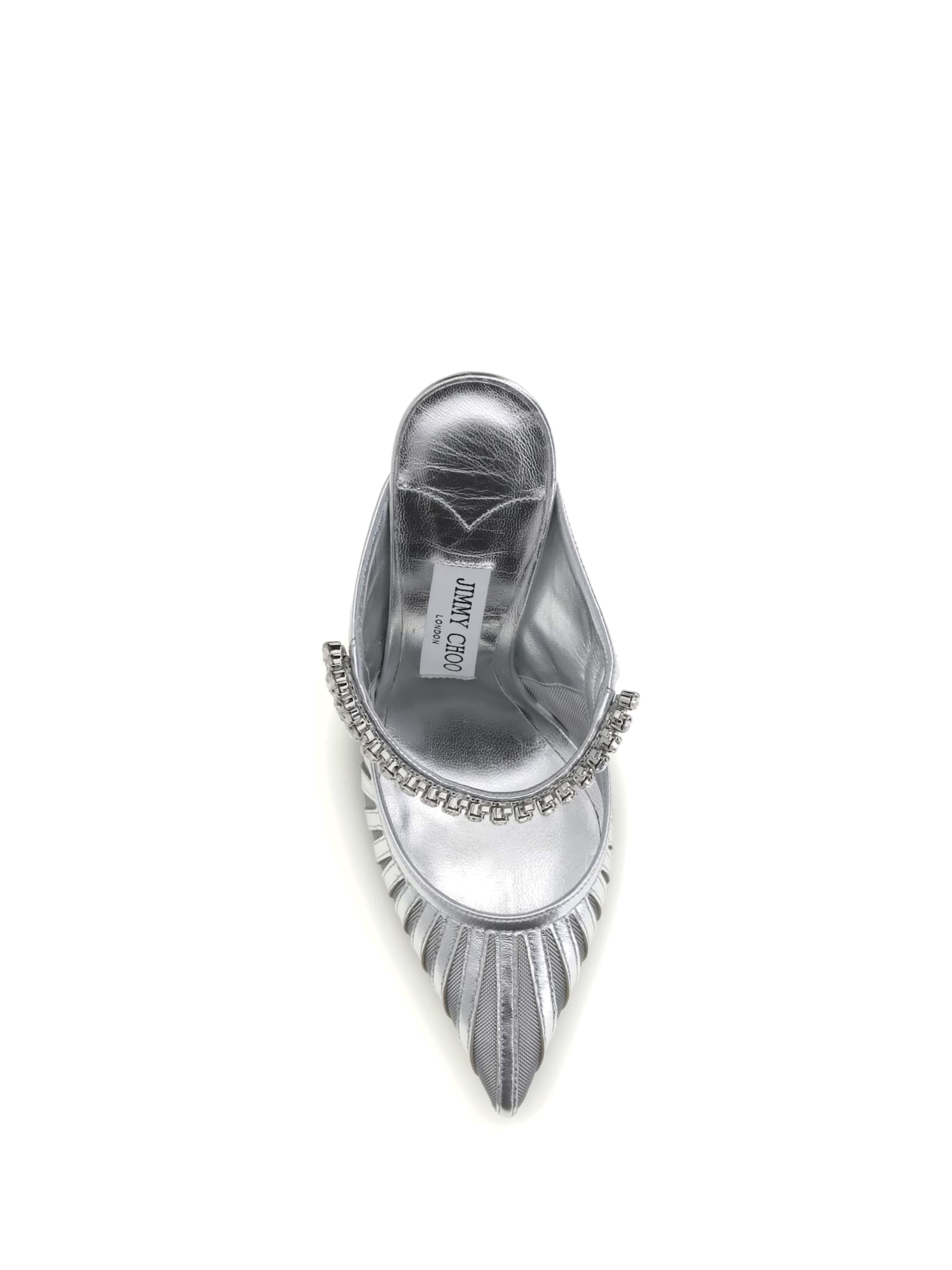 Jimmy Choo 100mm Bing Crystal-embellished Mules In Silver