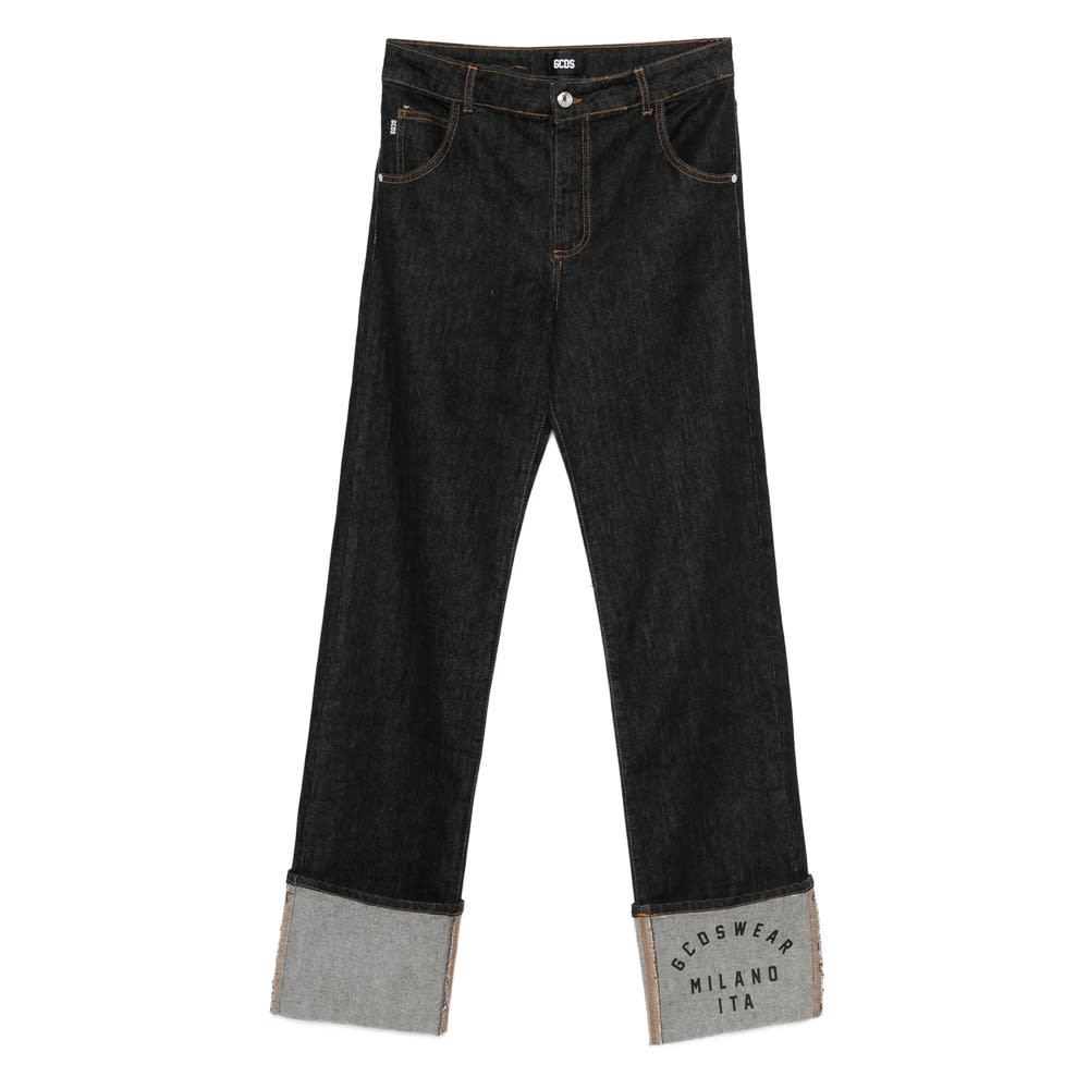 Gcds Denim Straight-leg Jeans In Black