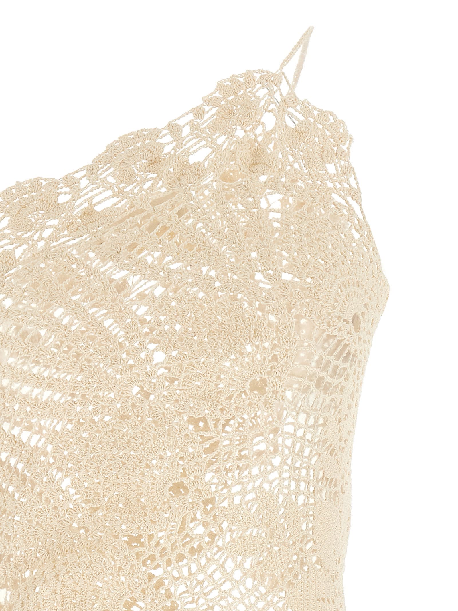 Magda Butrym Mini Crochet Lace Dress With Asymmetric Hem