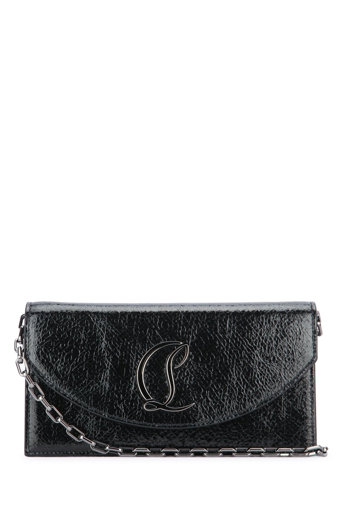 Christian Louboutin Loubi54 Embossed Patent Clutch In Blackgunmetal