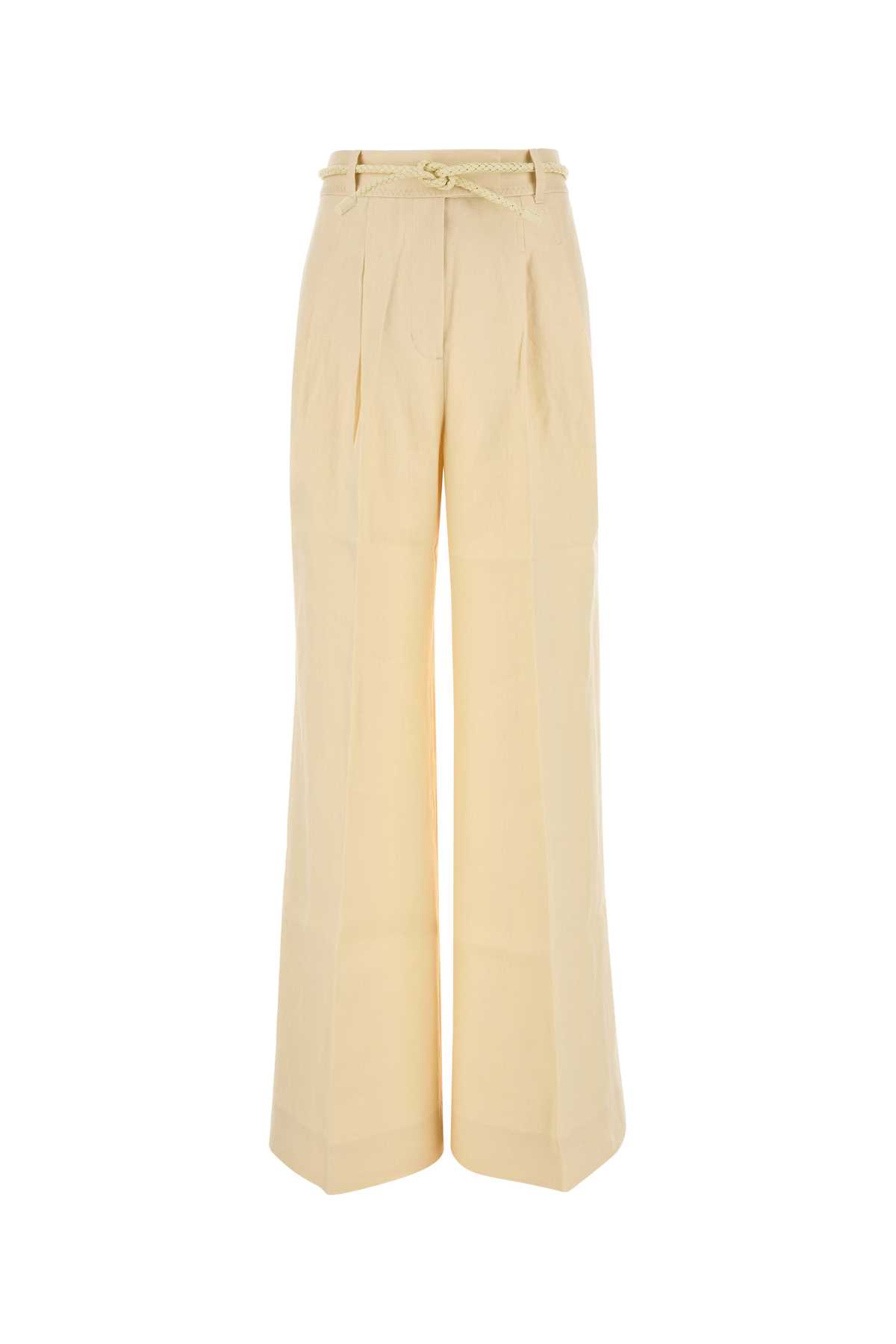 Cream Linen Illuminate Wide-leg Pant