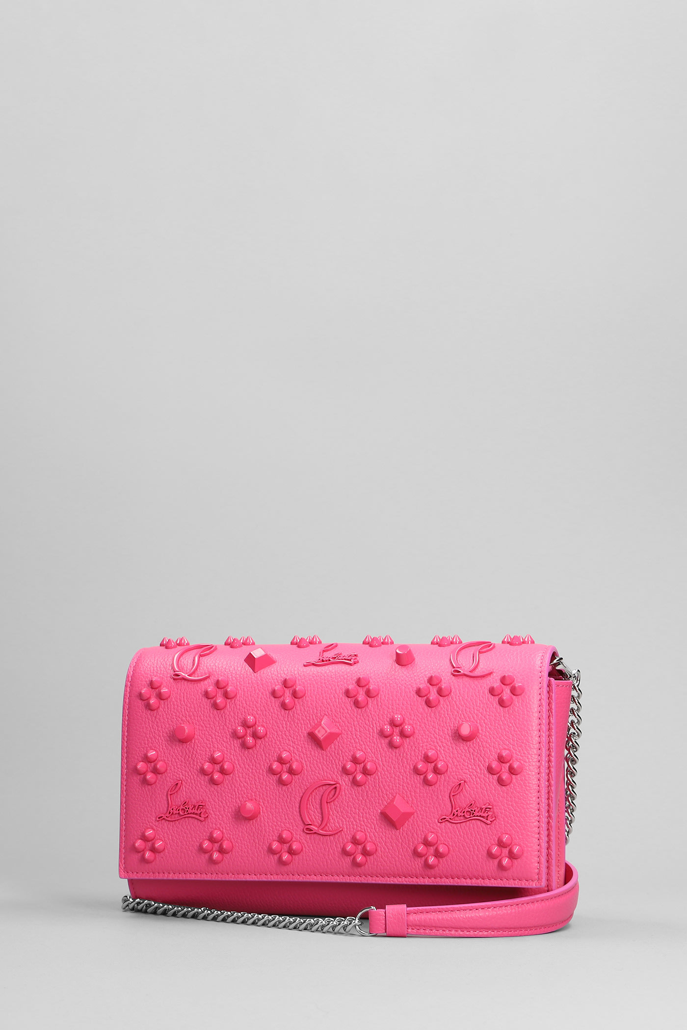Shop Christian Louboutin Paloma Clutch Shoulder Bag In Rose-pink Leather