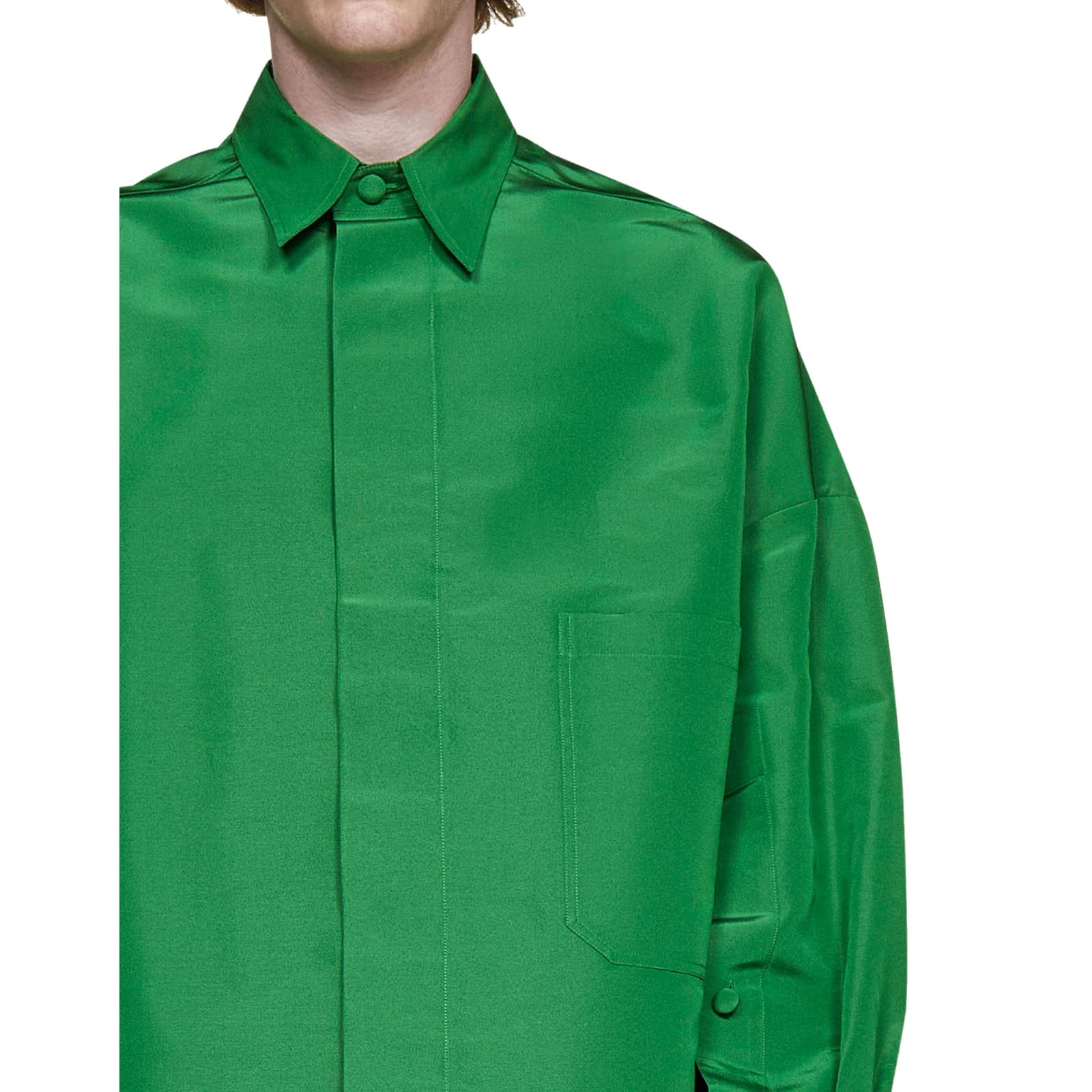 Shop Valentino Silk Shirt In Green