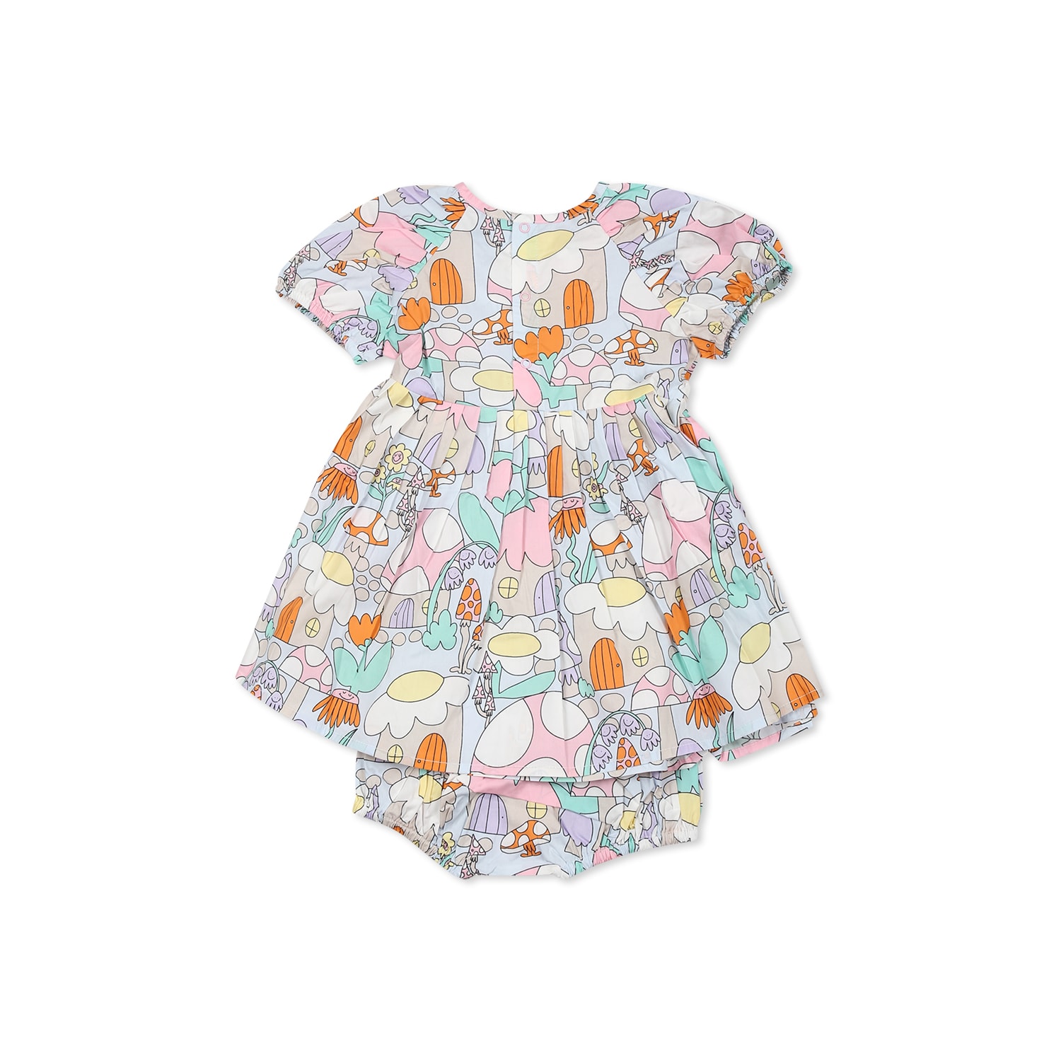 Stella Mccartney Light Blue Dress For Baby Girl With Flowers In Light Blue