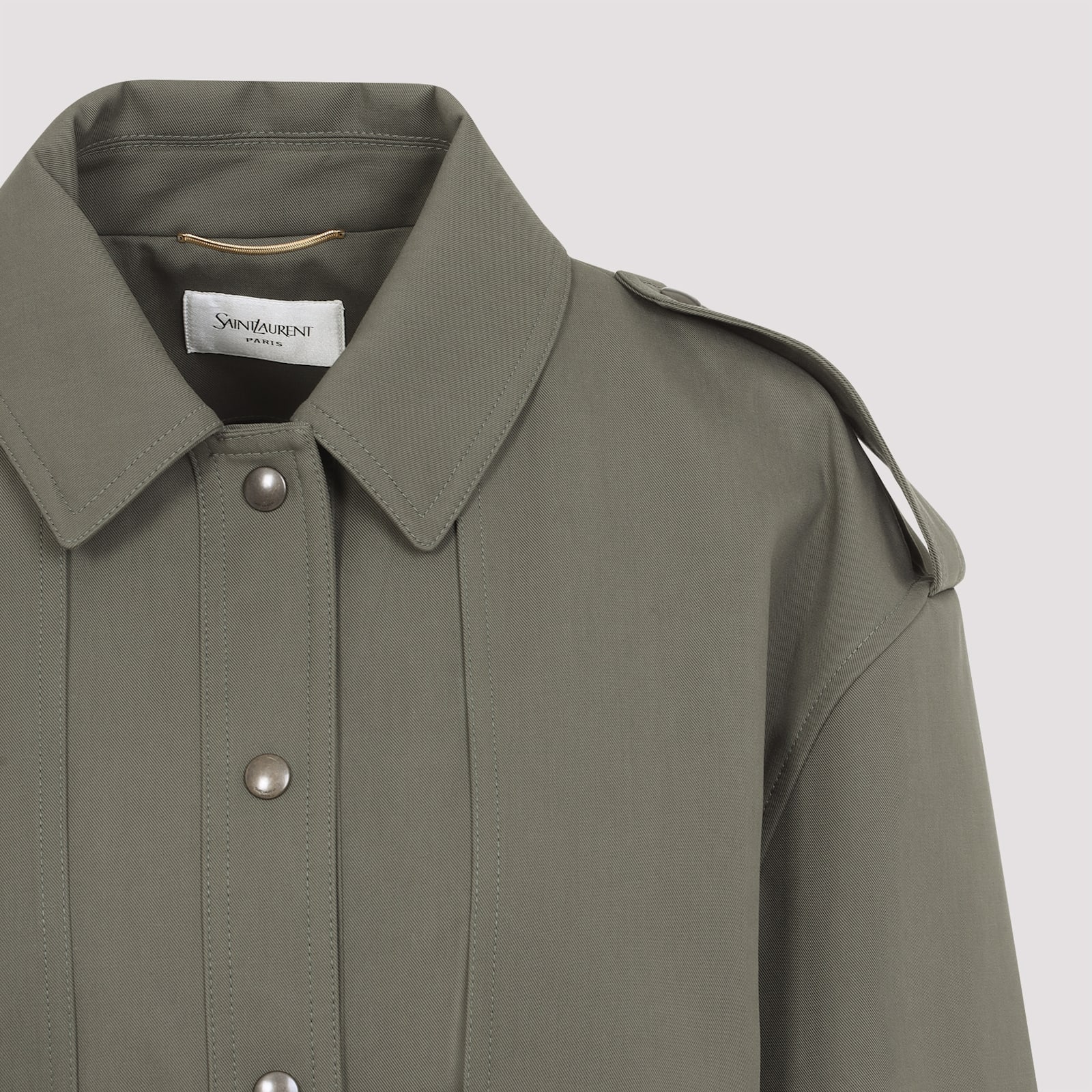 Shop Saint Laurent Sahariana Jacket In Kaki Passe