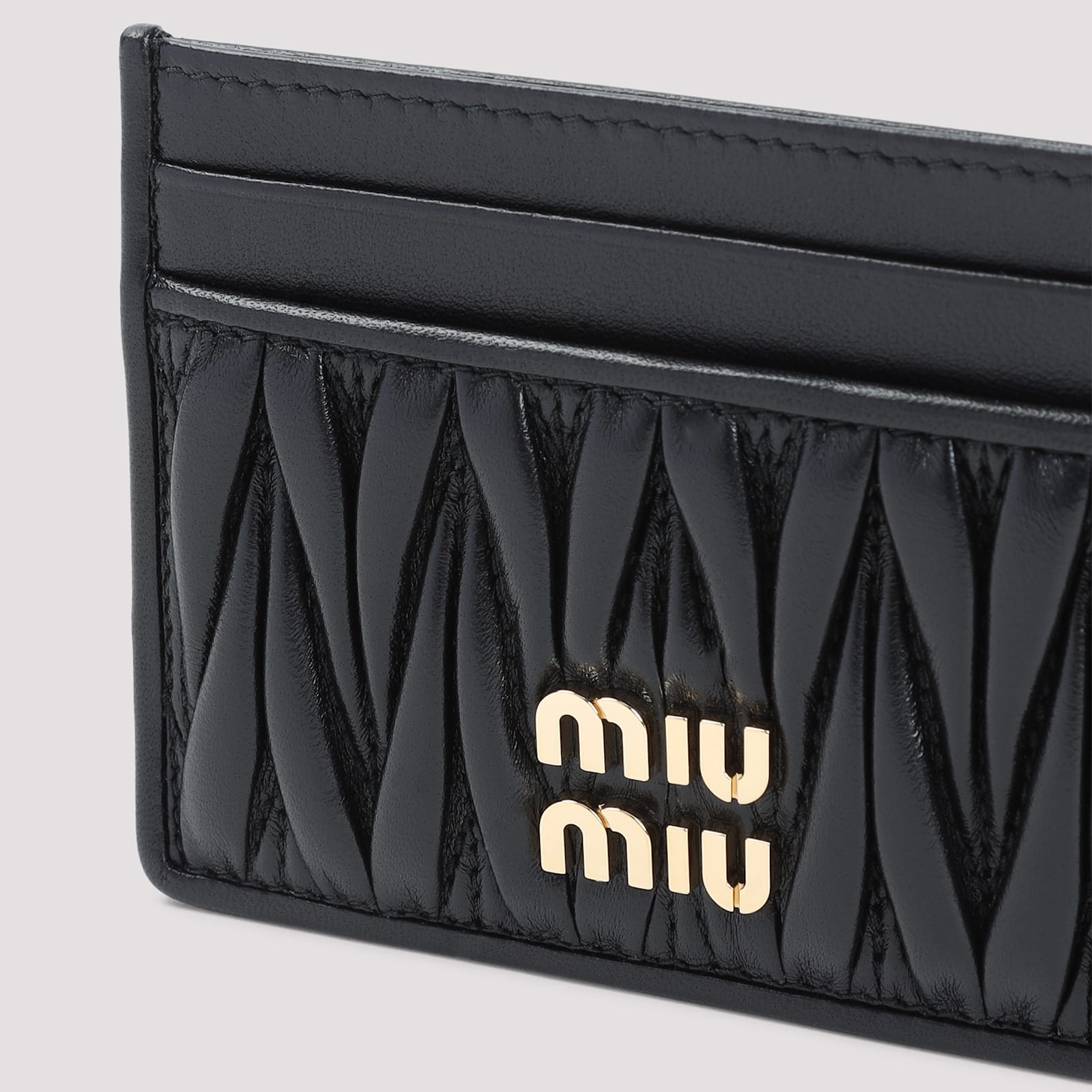 Miu Miu Lamb Leather Cardholder In Black