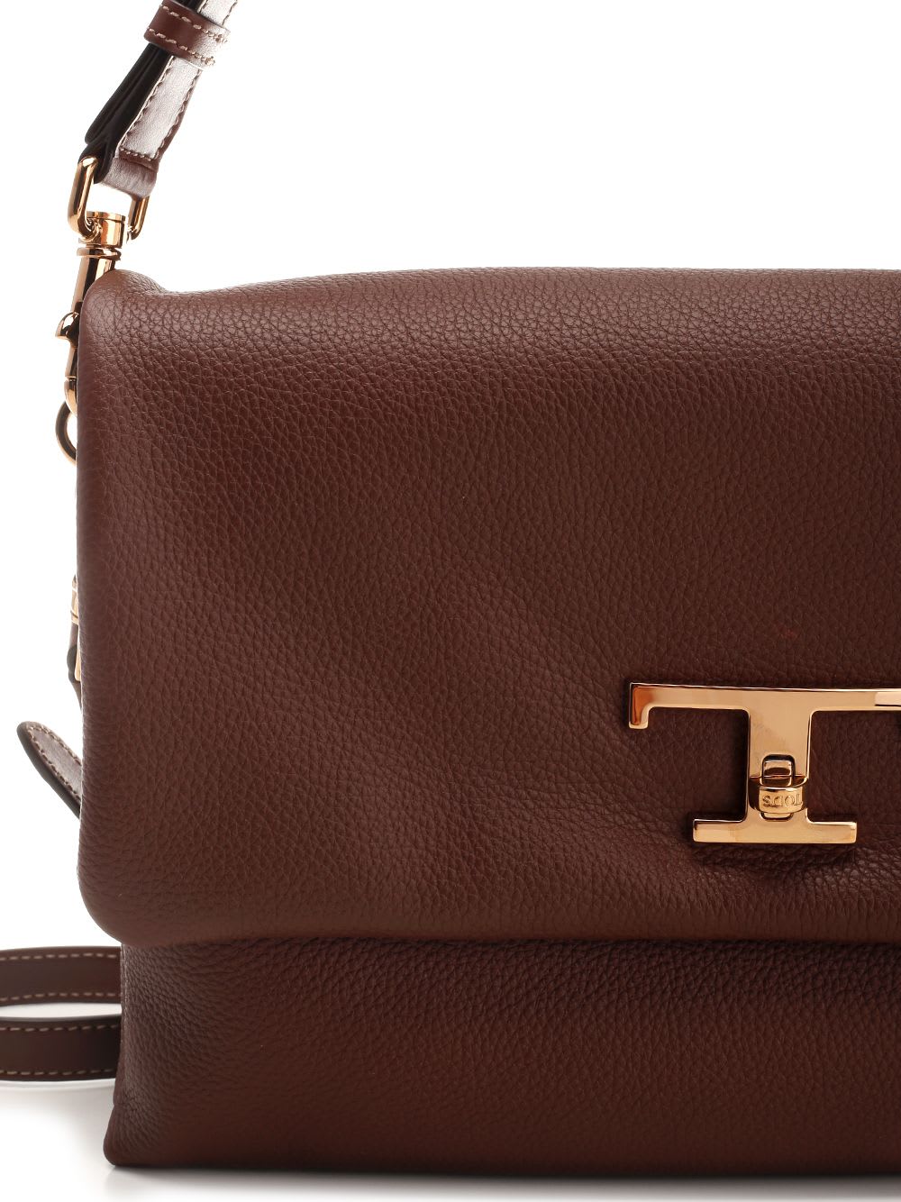 Shop Tod's Medium-sized Flap T Timeless Hand Bag In Brown