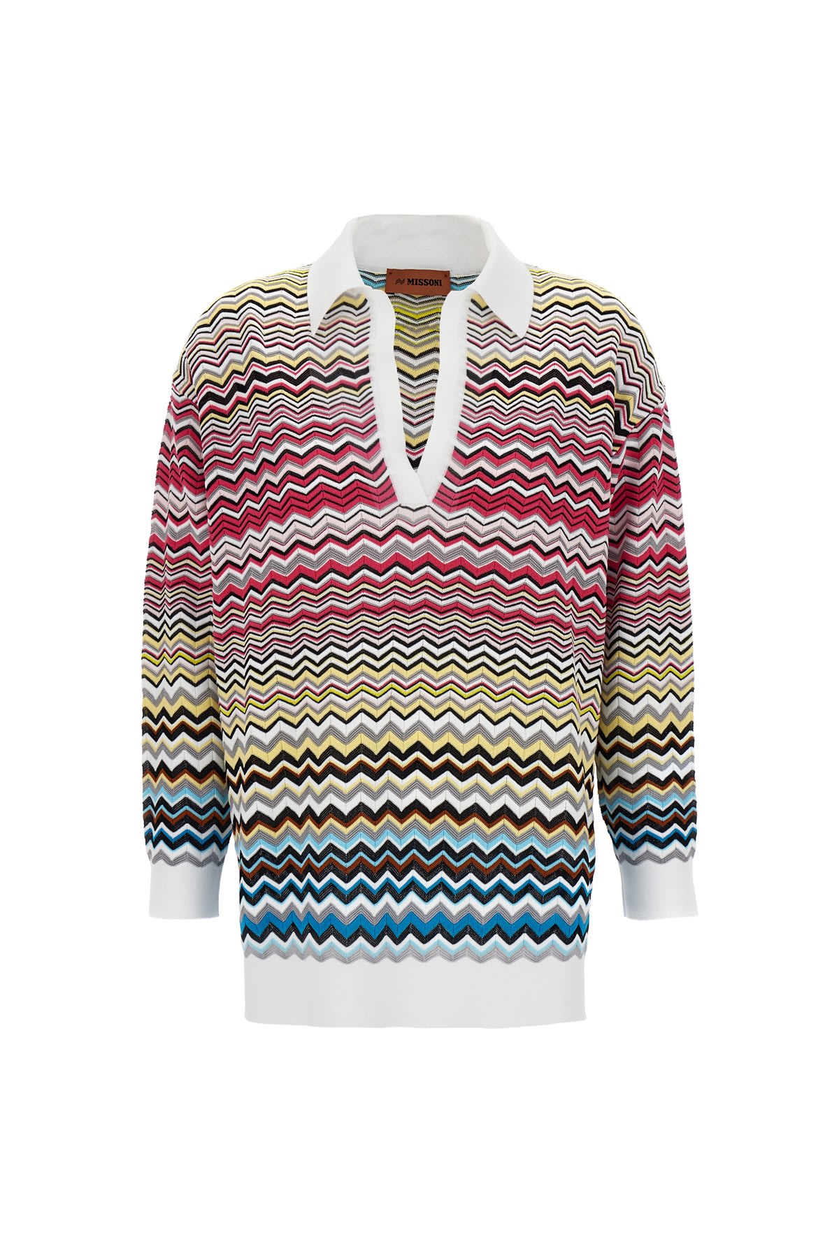 Missoni Striped V-neck Polo Sweater In Multicolor