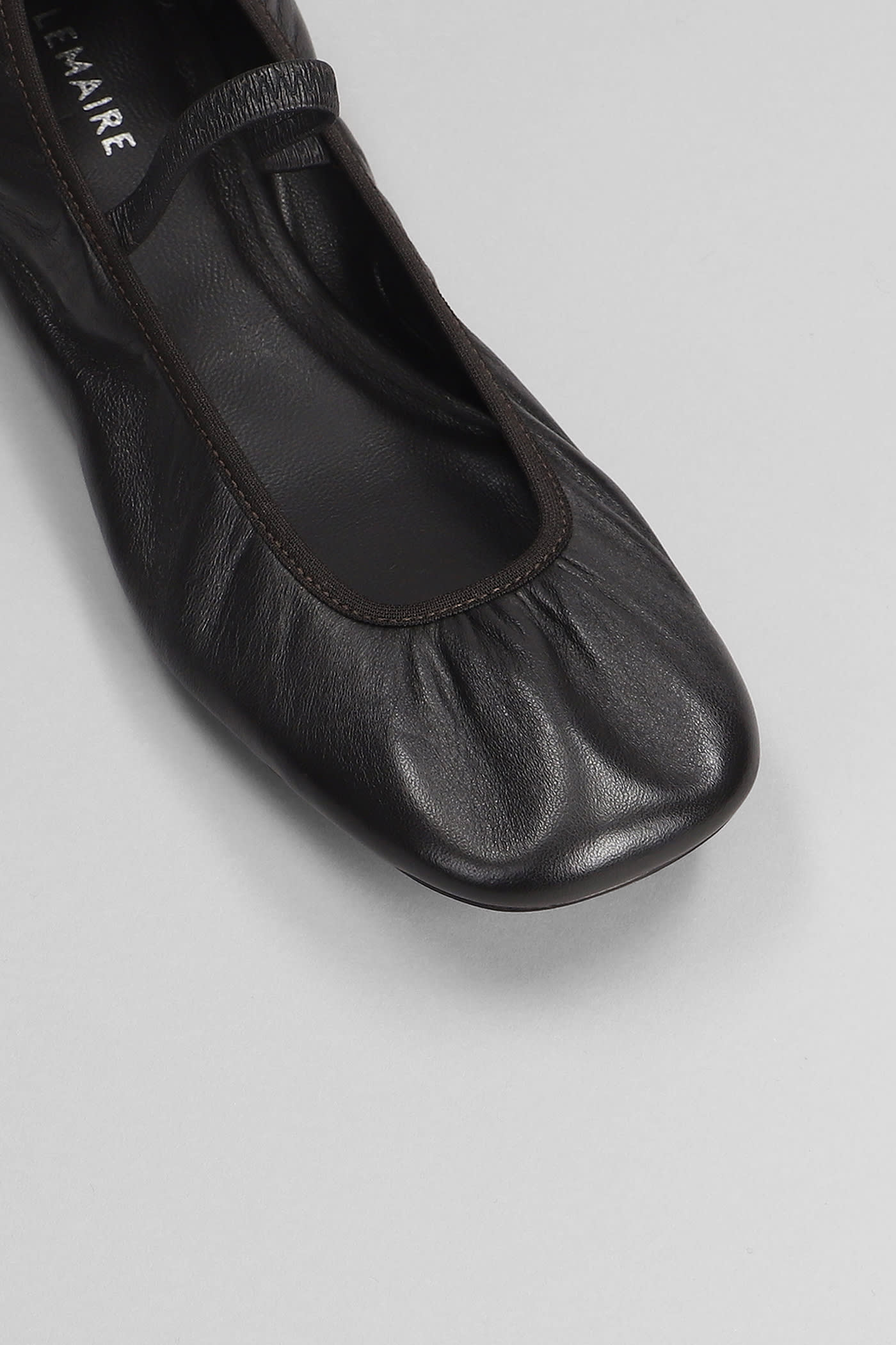 Shop Lemaire Ballet Flats In Brown Leather