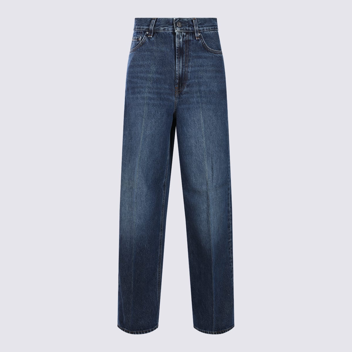 Totême High Waist Loose Leg Denim Trousers In Blue
