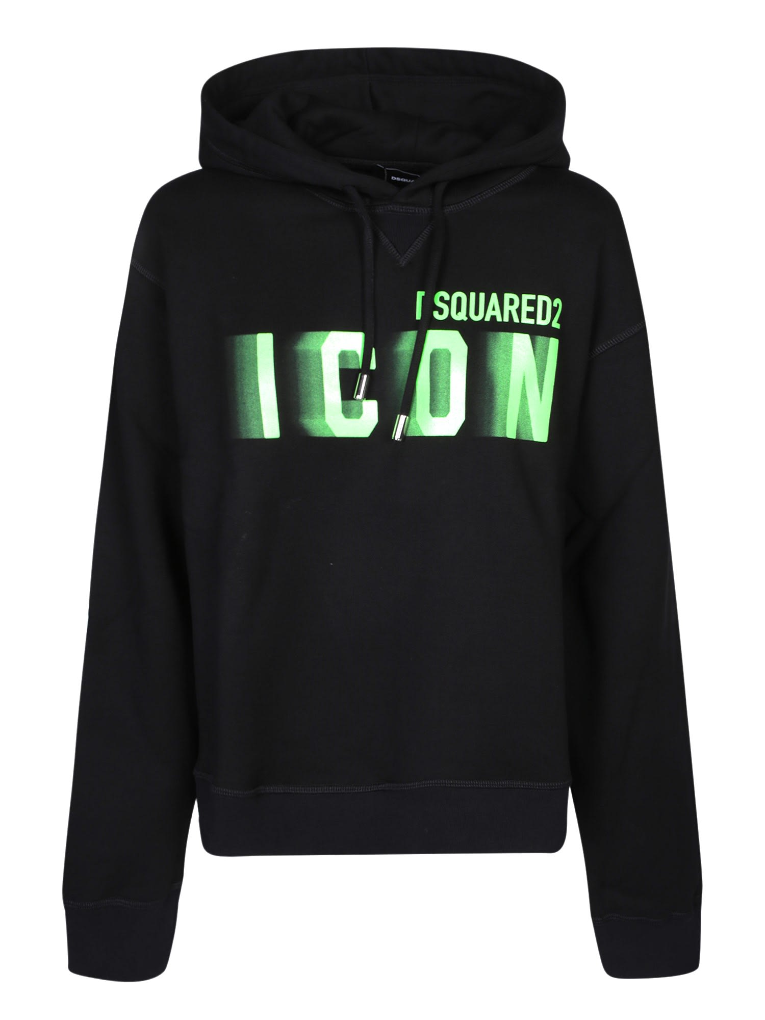 DSQUARED2 ICON BLUR COOL FIT BLACK/GREEN HOODIE