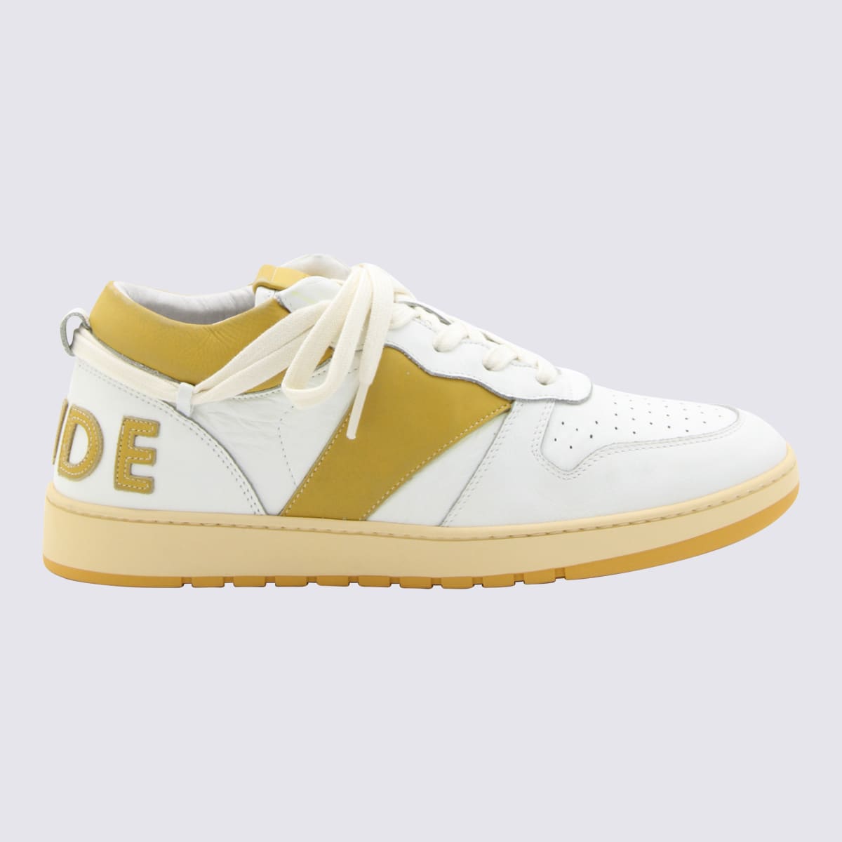 White And Mustard Leather Sneakers