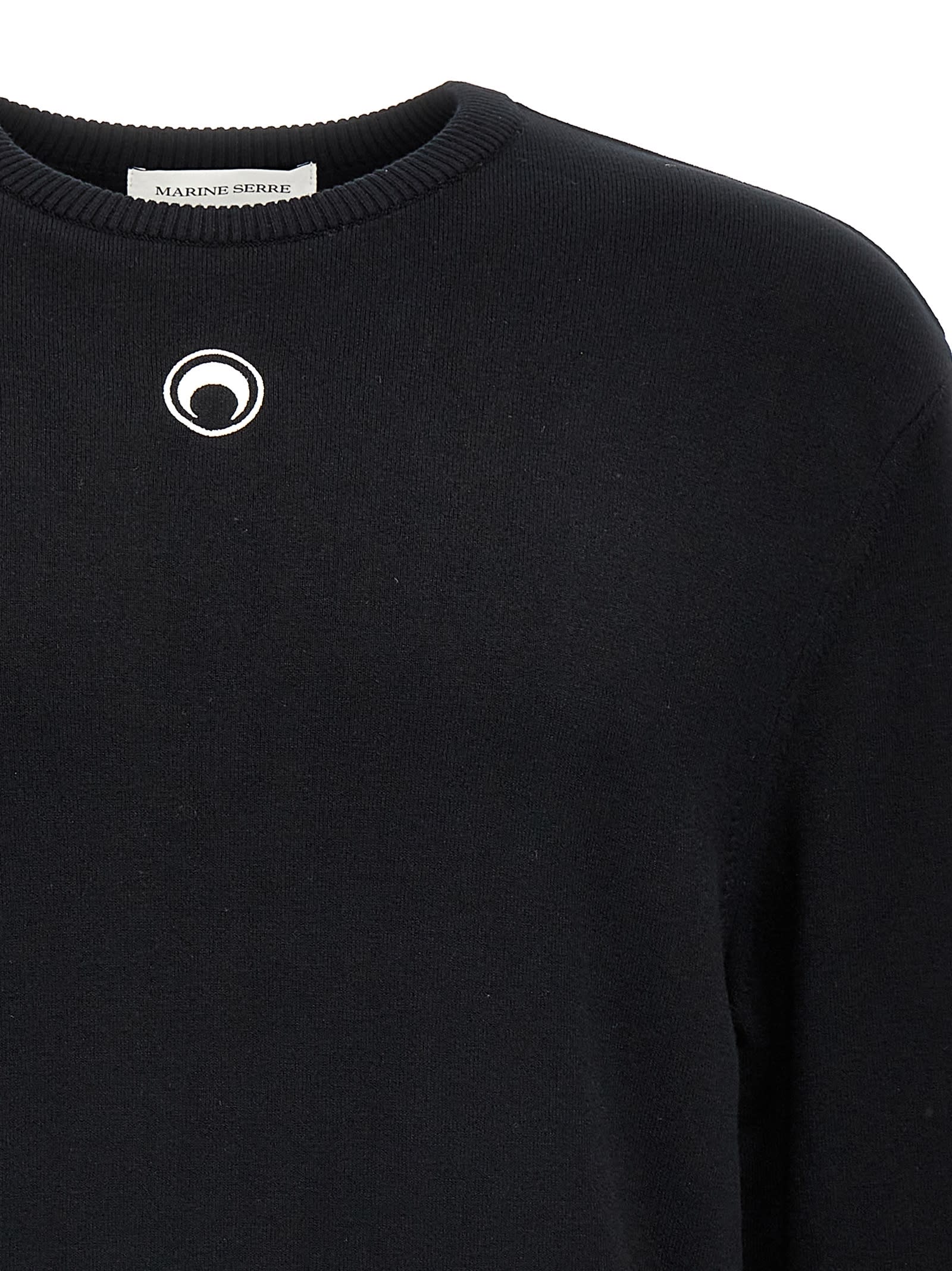 Marine Serre 'lune Logo' Crew Neck Sweater In Black