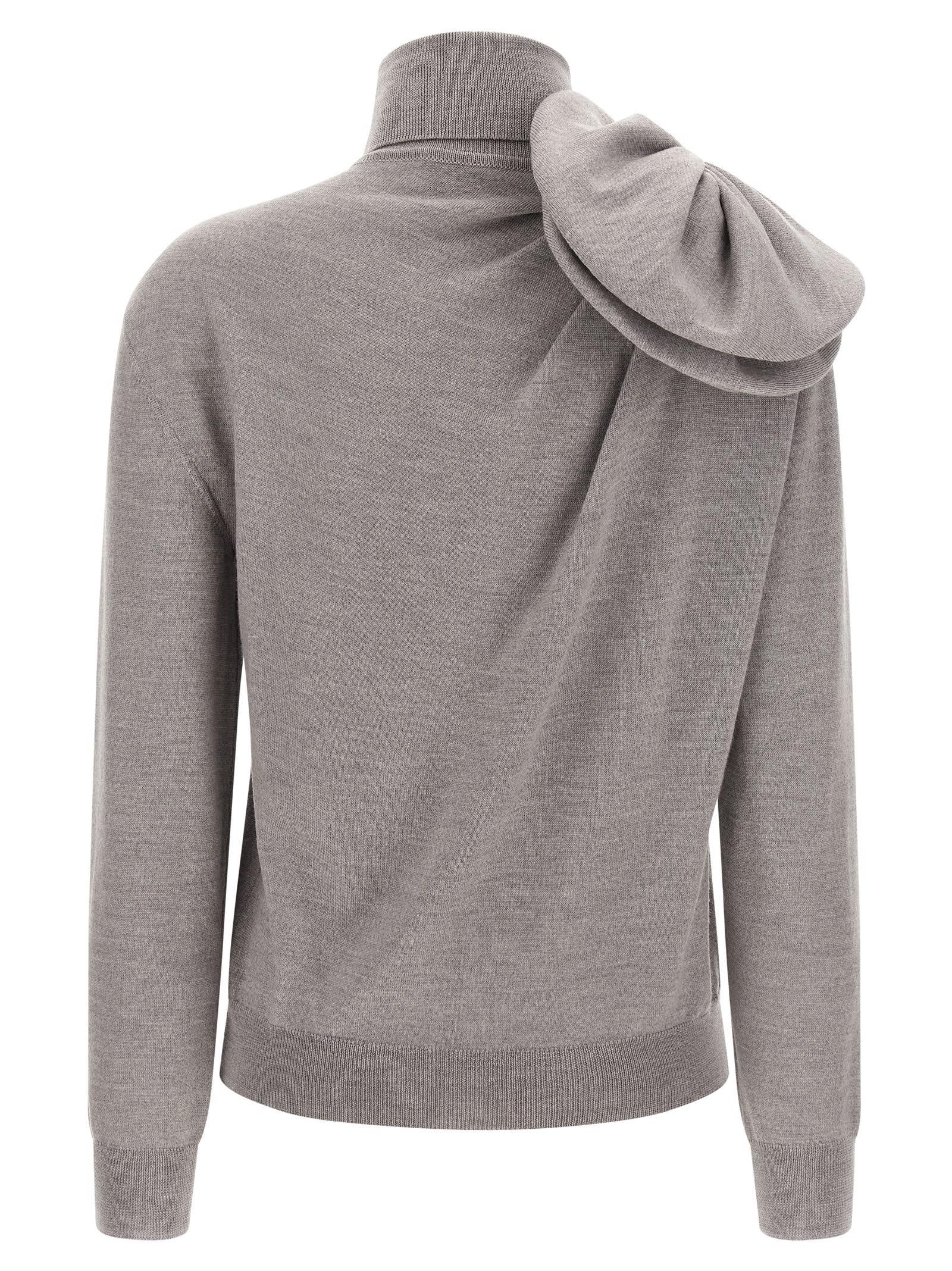 Moschino Floral Design Knit Sweater Turtleneck In Gray