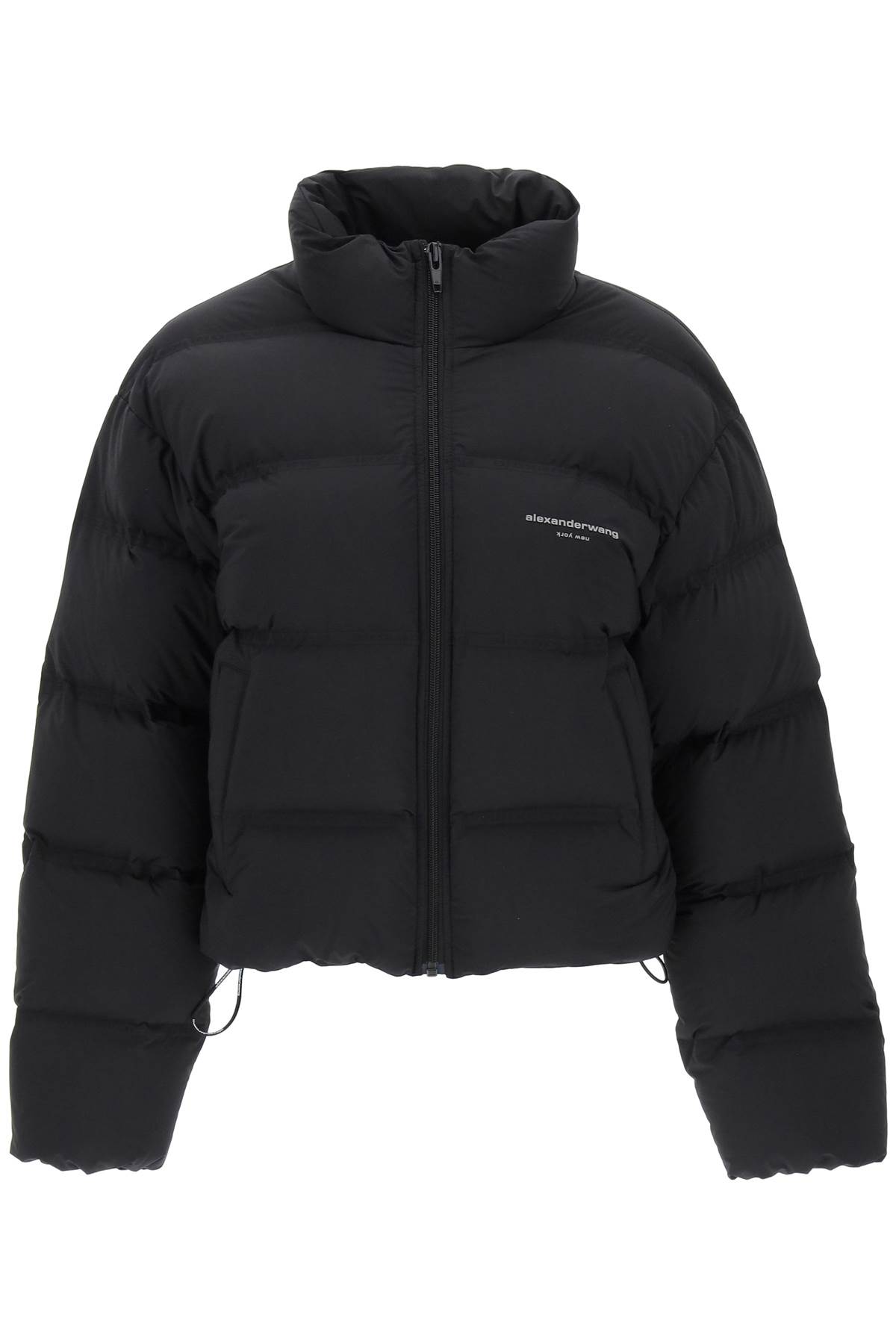 Alexander Wang Short Puffer Jacket With Logo In Black